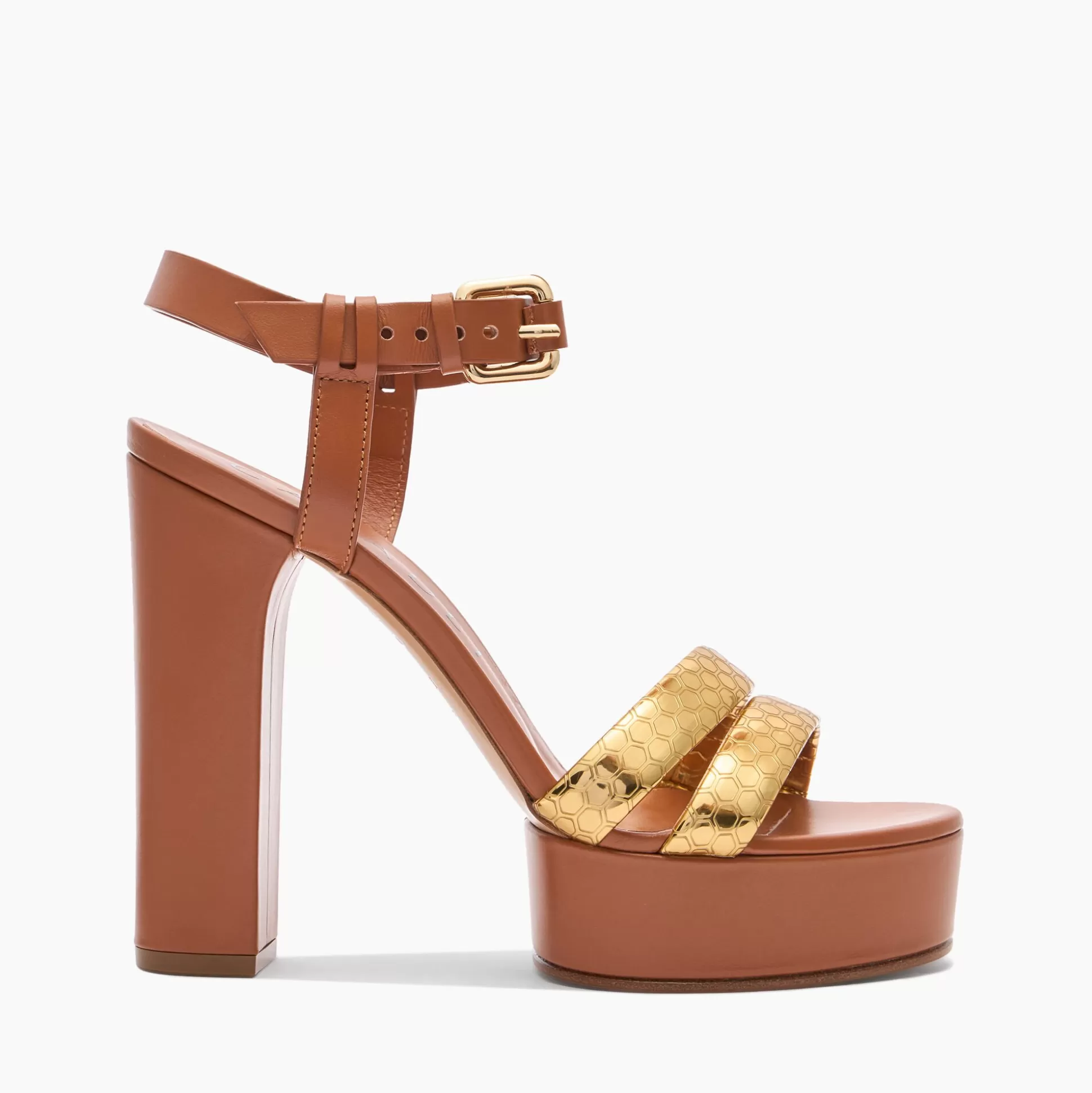 Casadei Atomium Betty Leather And Gold Platform Sandals Gold and Etruria Cheap