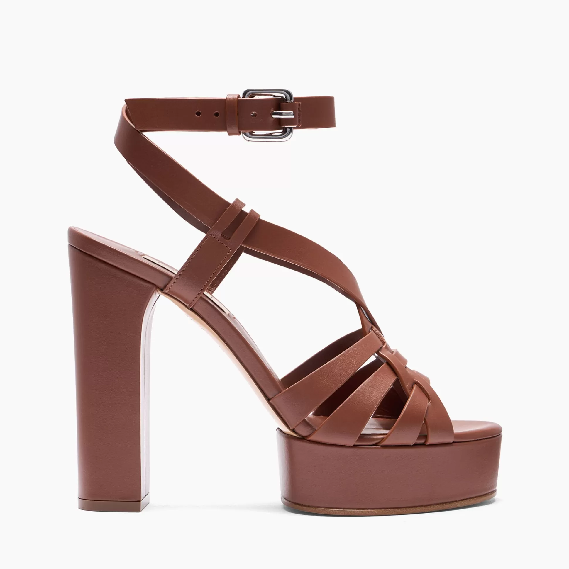 Casadei Betty Leather Platform Sandals Rum Best Sale