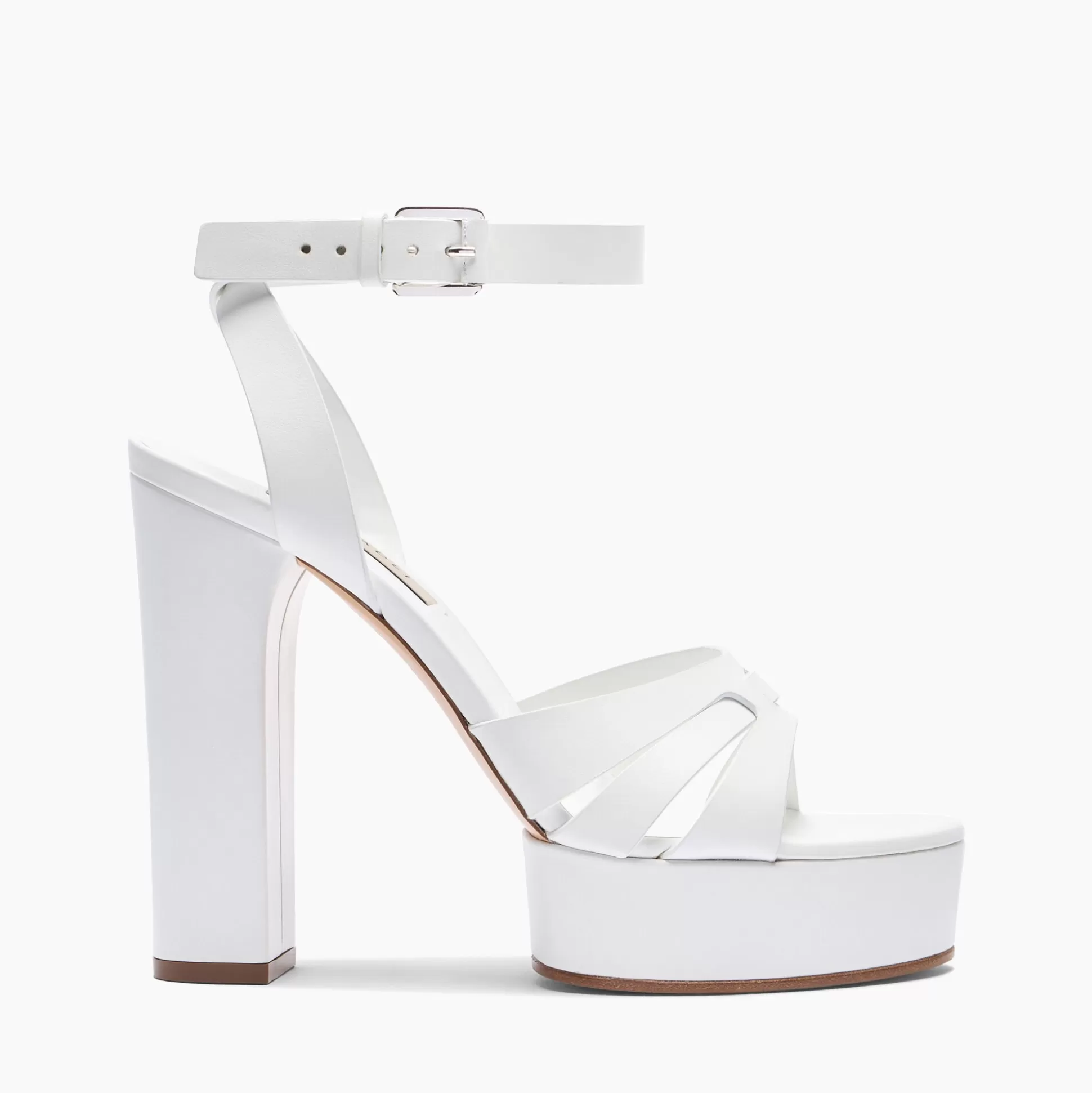 Casadei Betty Leather Platform Sandals White Discount