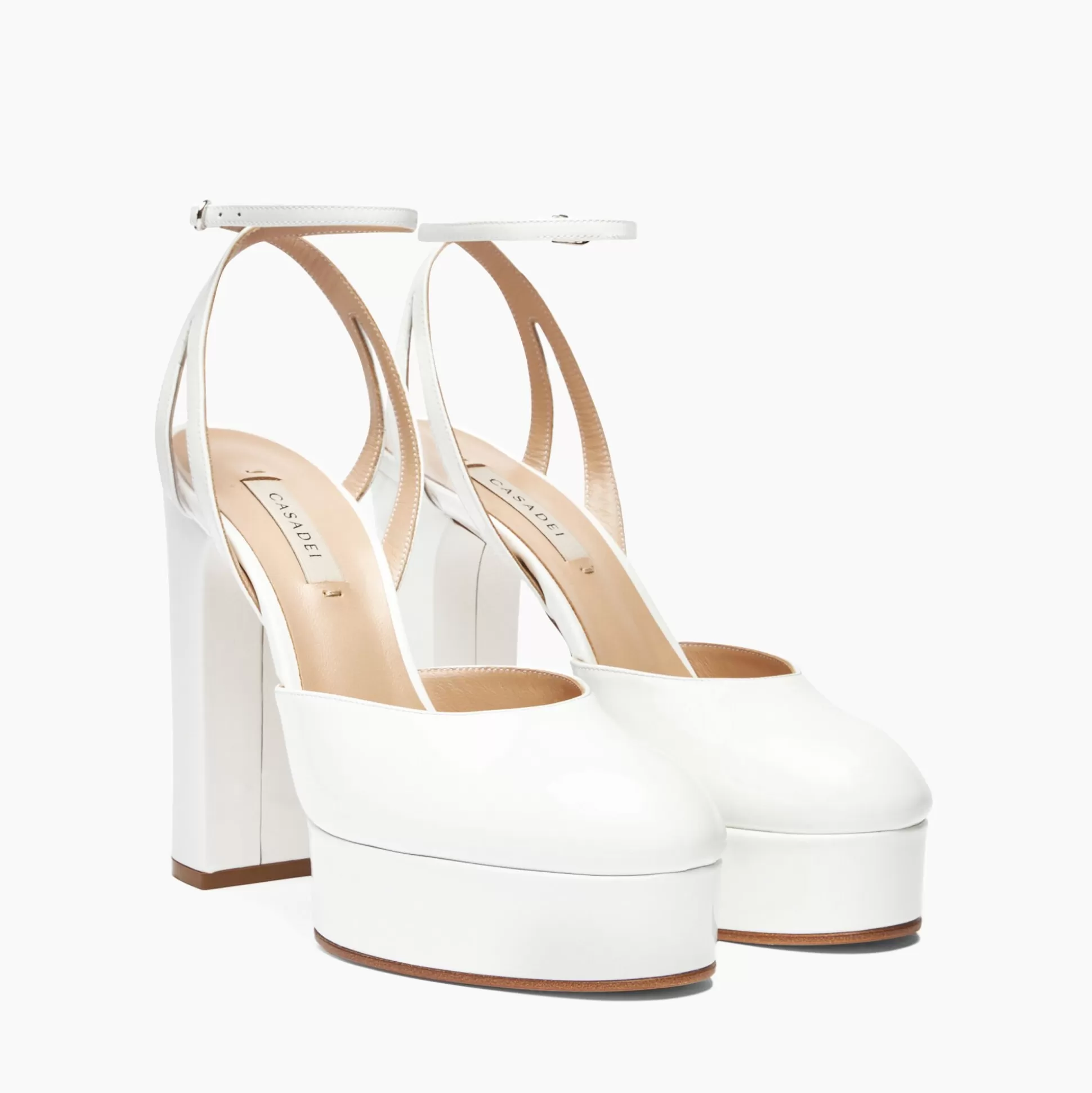 Casadei Betty Patent Leather Platform Pumps White Discount