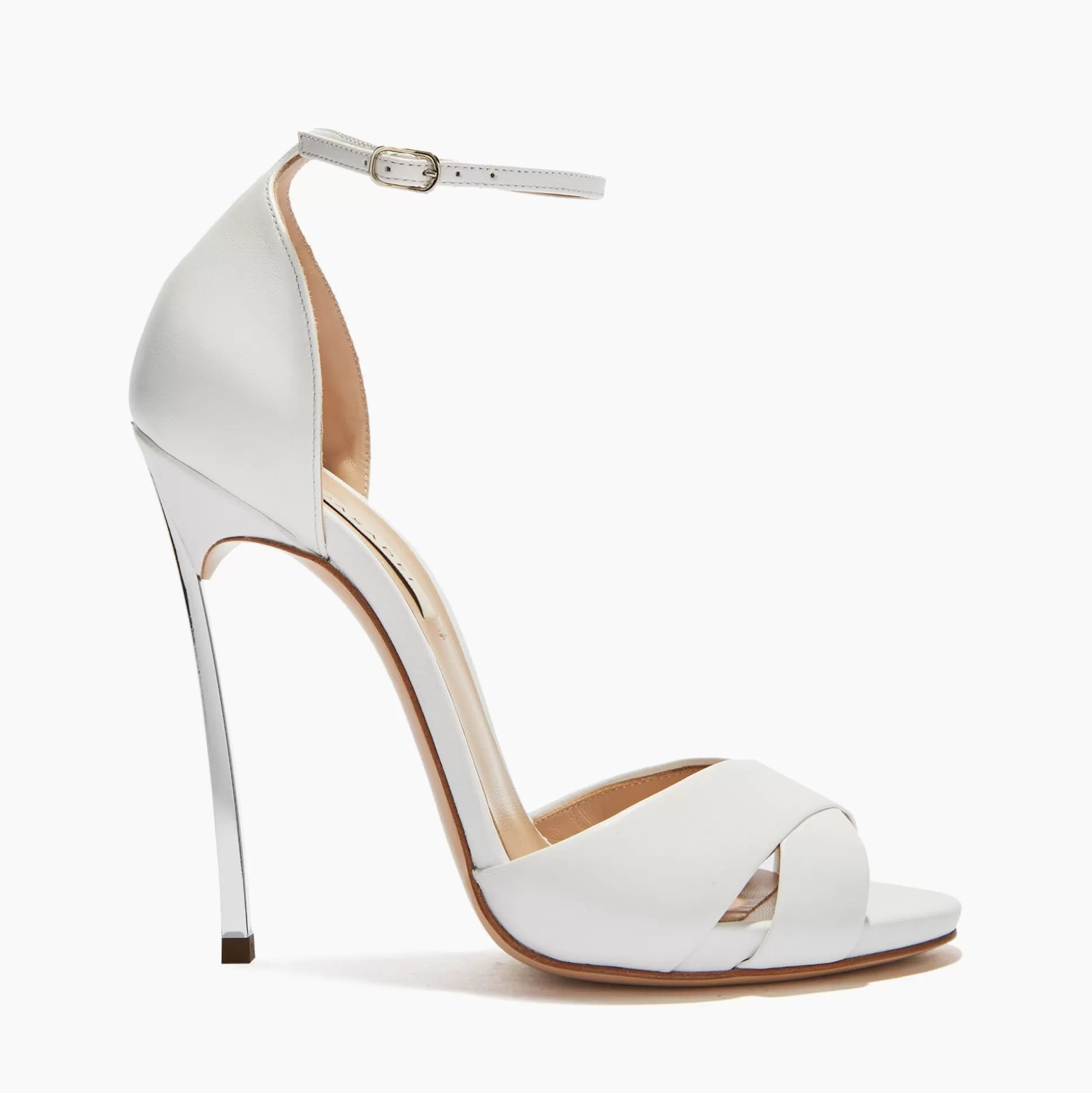 Casadei Blade Criss Cross Sandals White Flash Sale