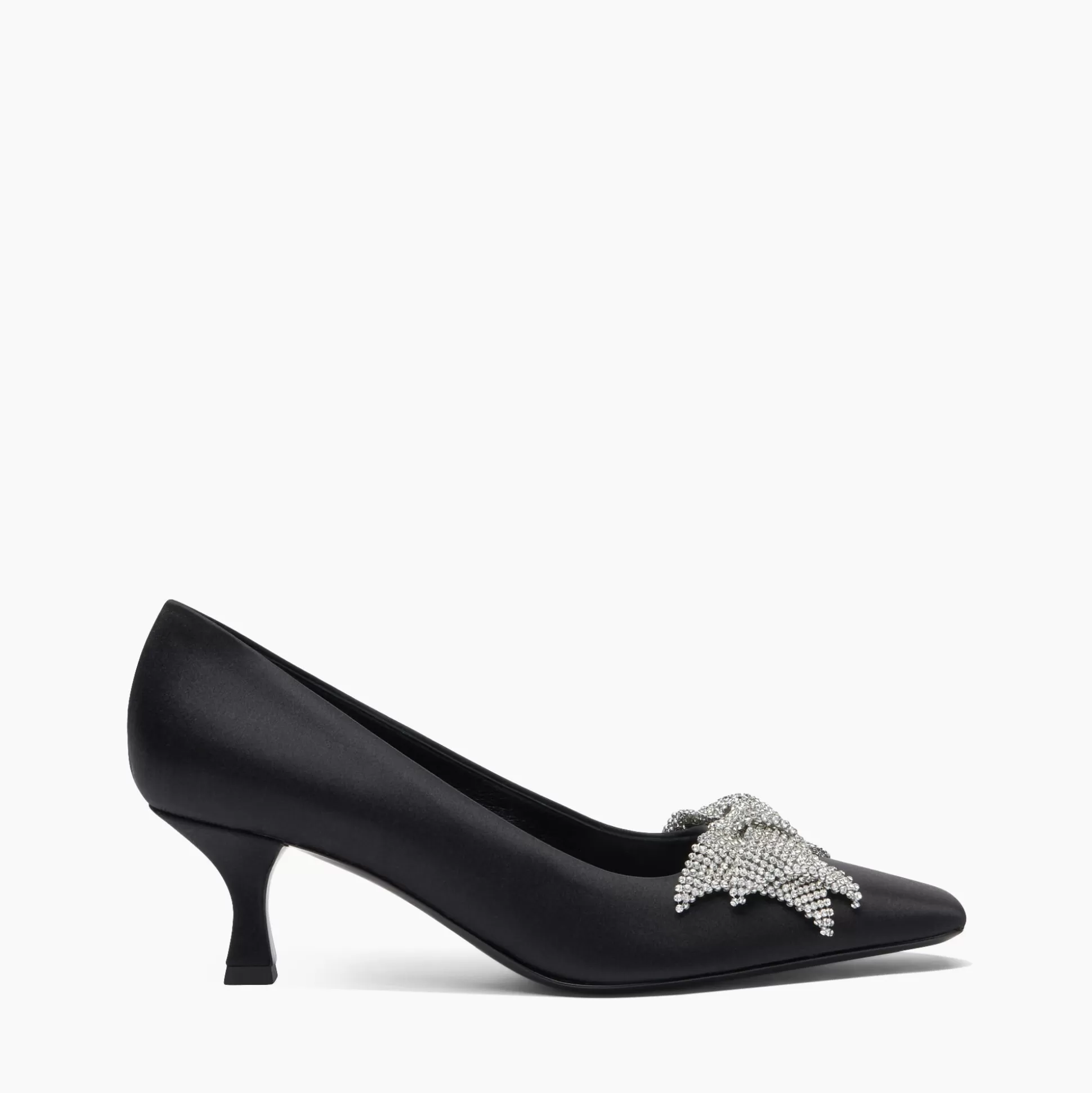 Casadei Butterfly Geraldine Crystal Satin Kitten Pumps Black Shop