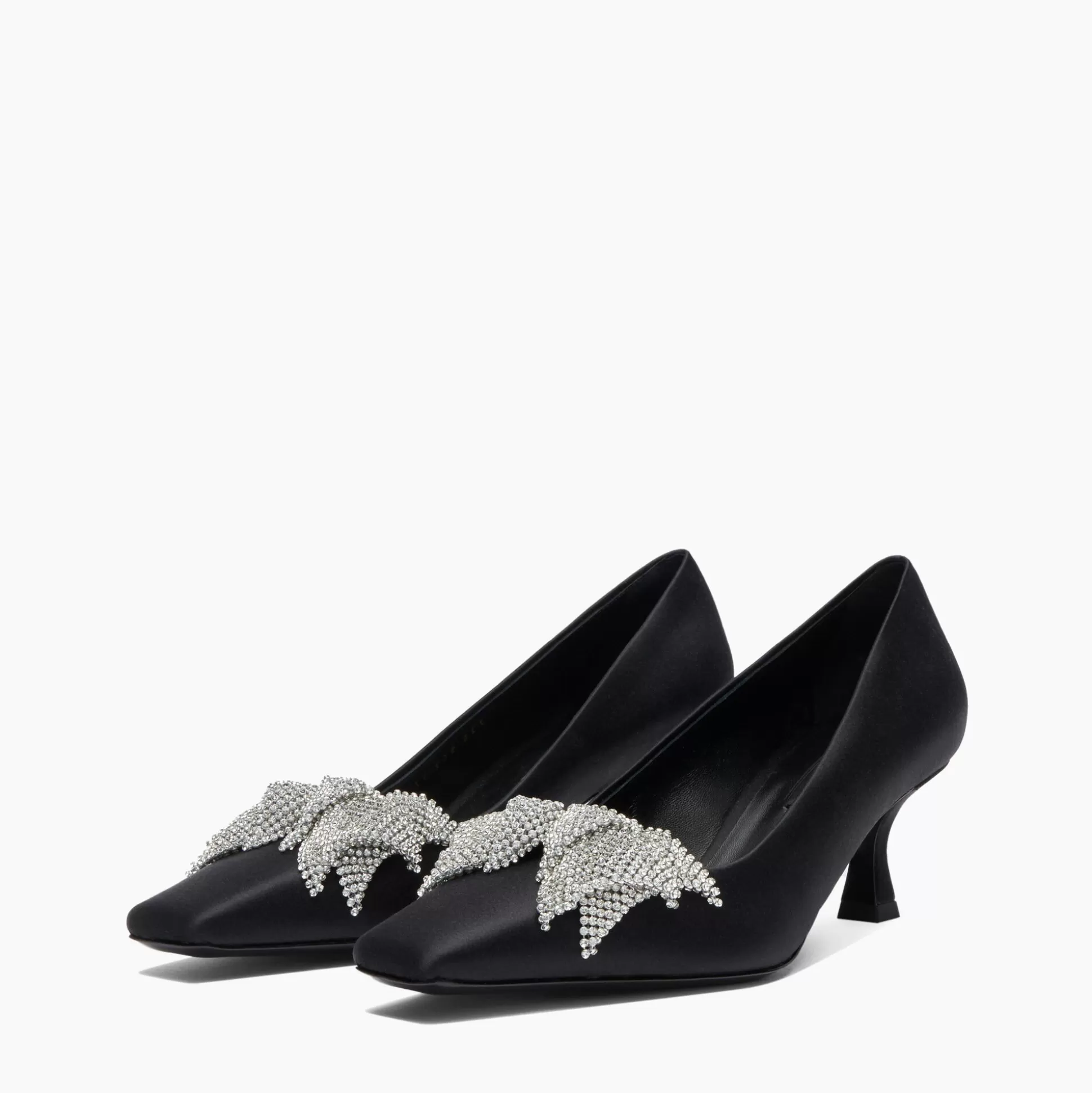 Casadei Butterfly Geraldine Crystal Satin Kitten Pumps Black Shop