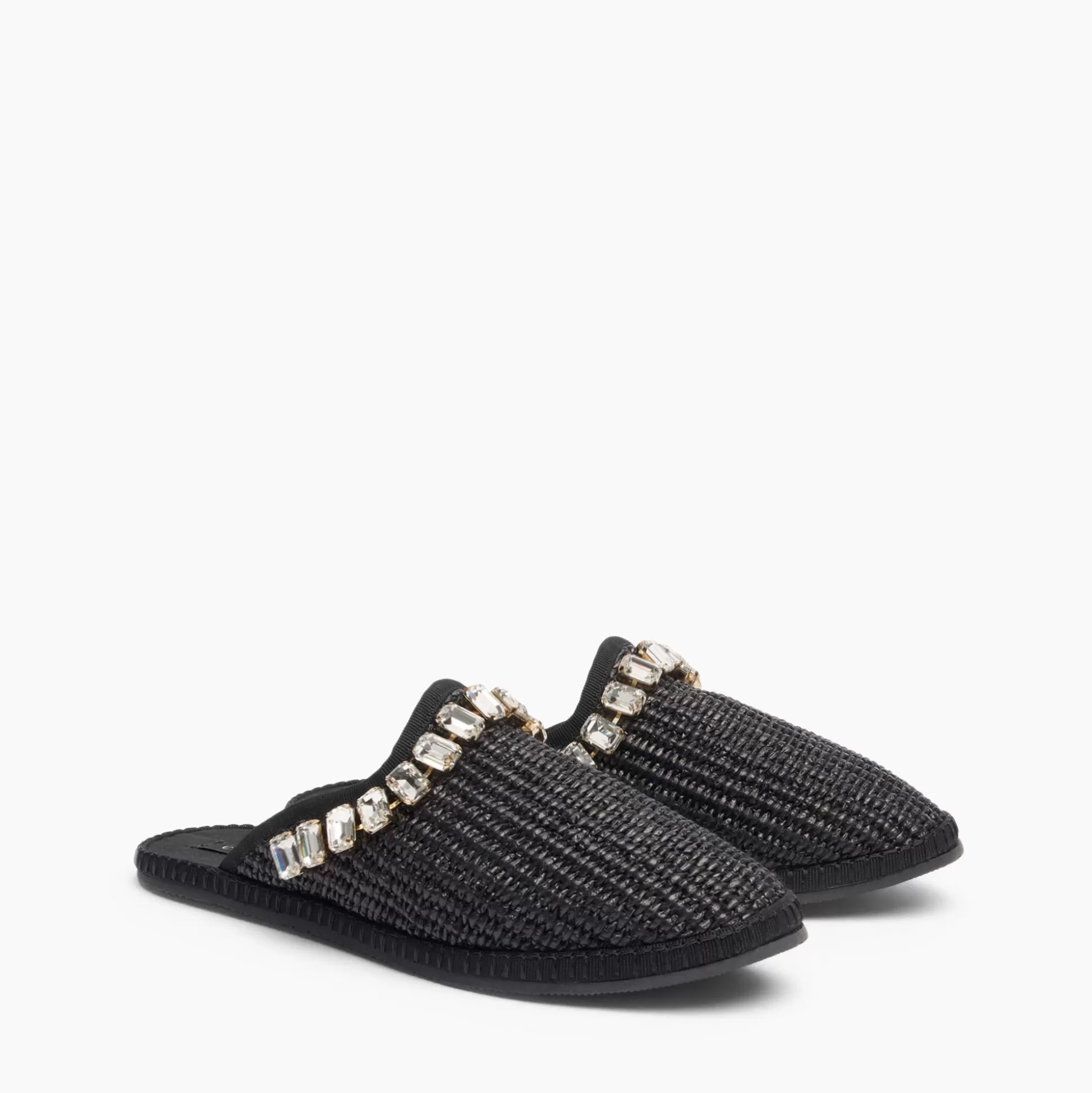 Casadei Capalbio Crystal Flats BLACK Discount