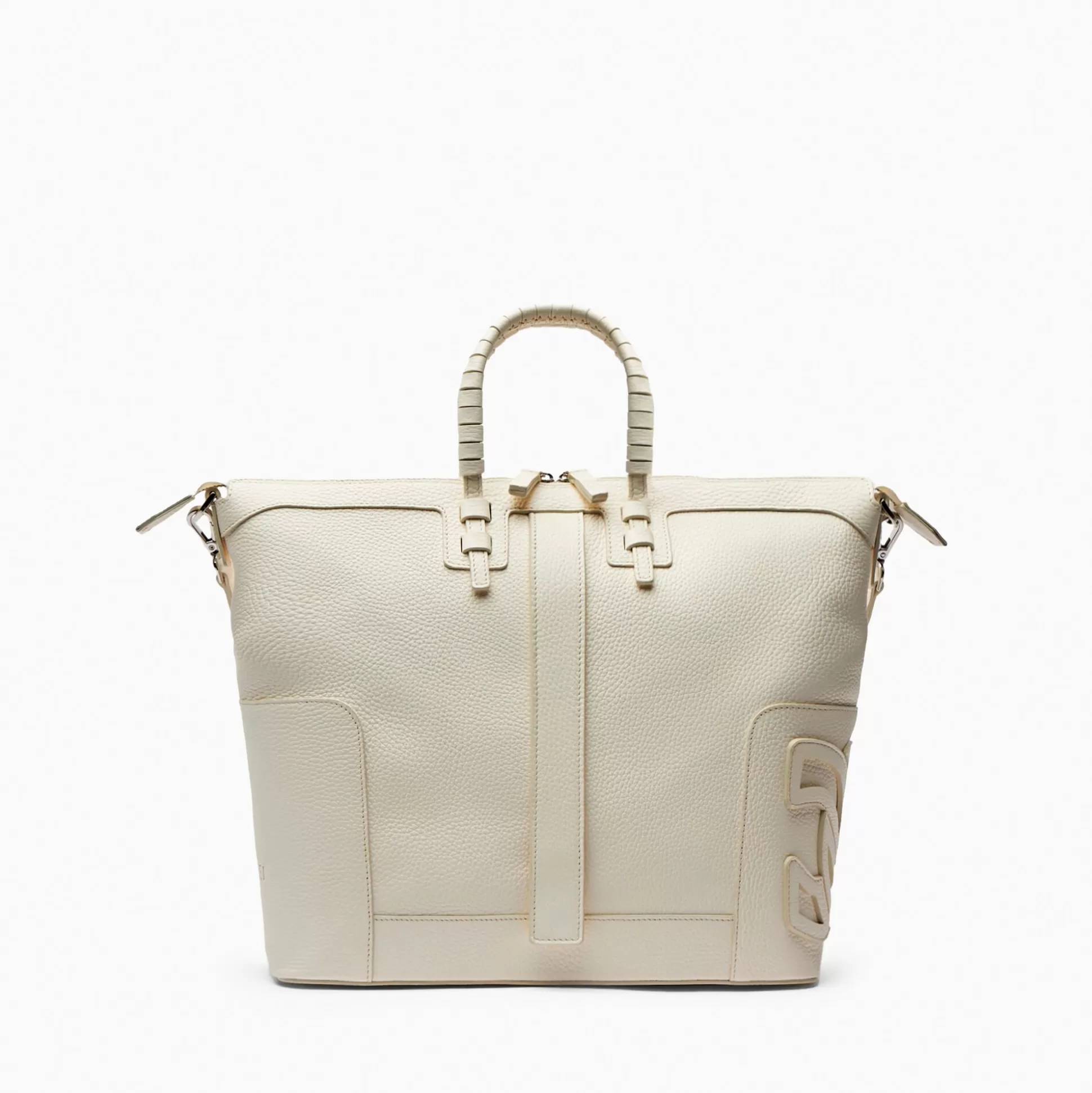 Casadei C-Style Leather Traveller Bag Small Off White Hot