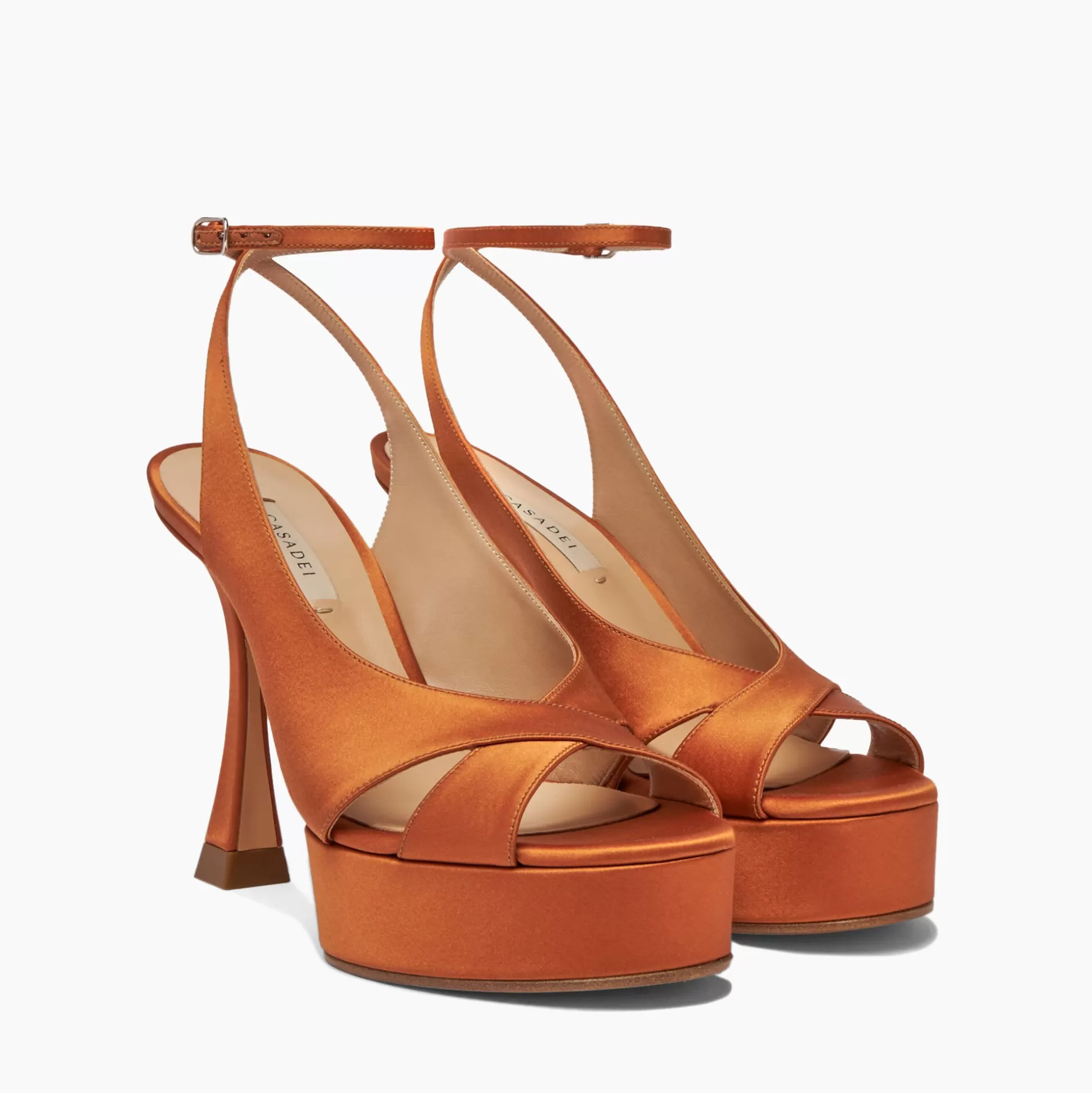 Casadei Donna Satin Platform Sandals Topaz Cheap