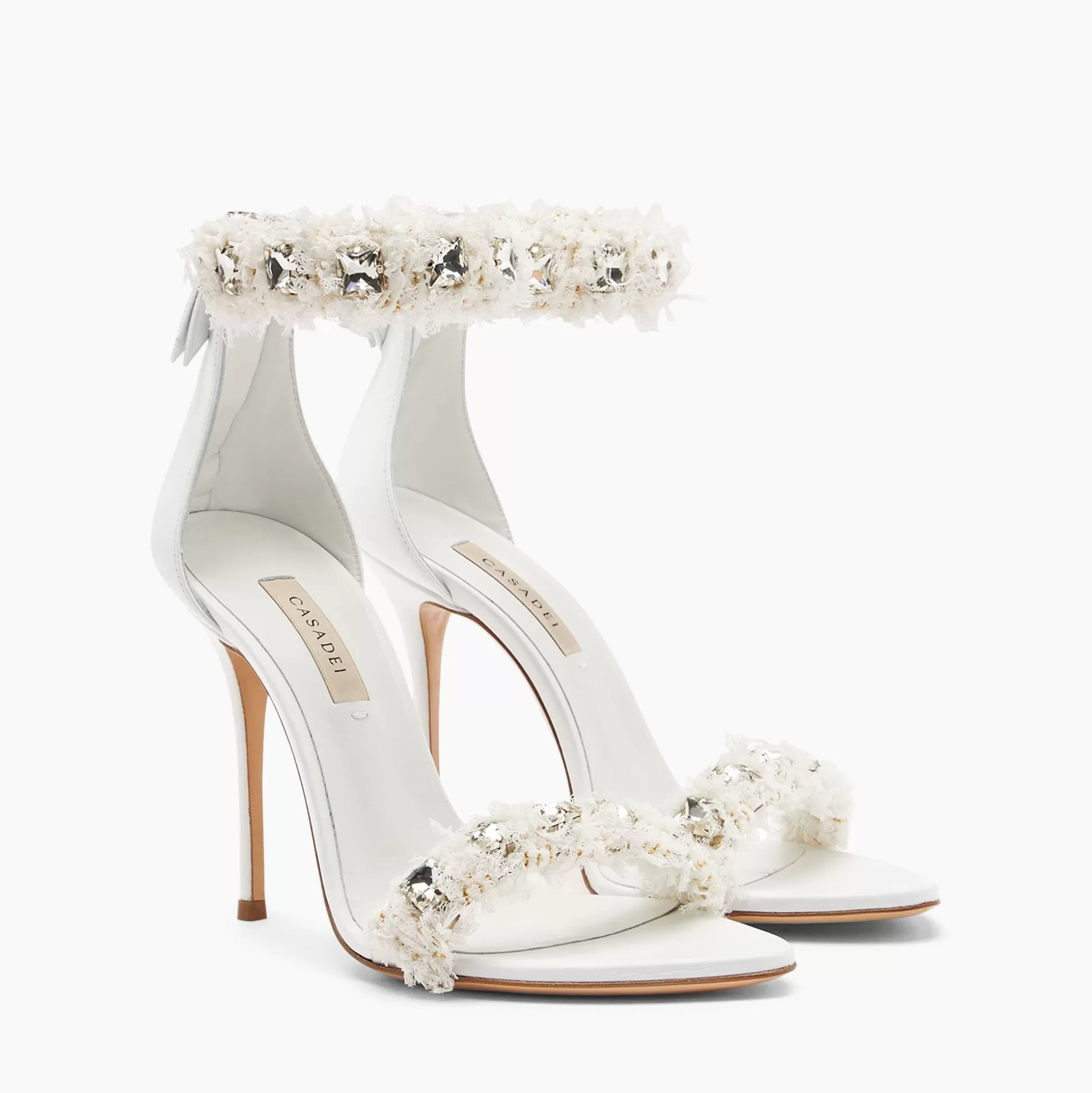 Casadei Elsa Leather Sandals White Sale