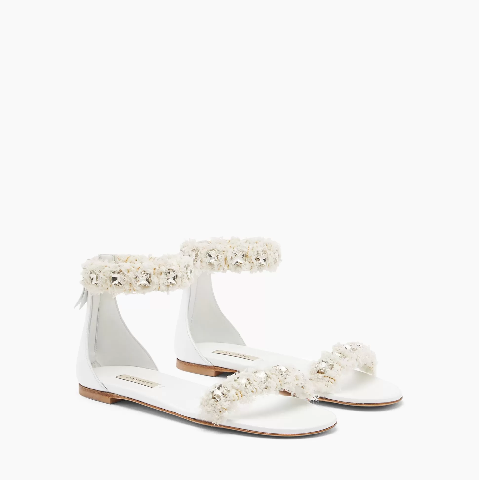 Casadei Elsa Leather Sandals White Outlet