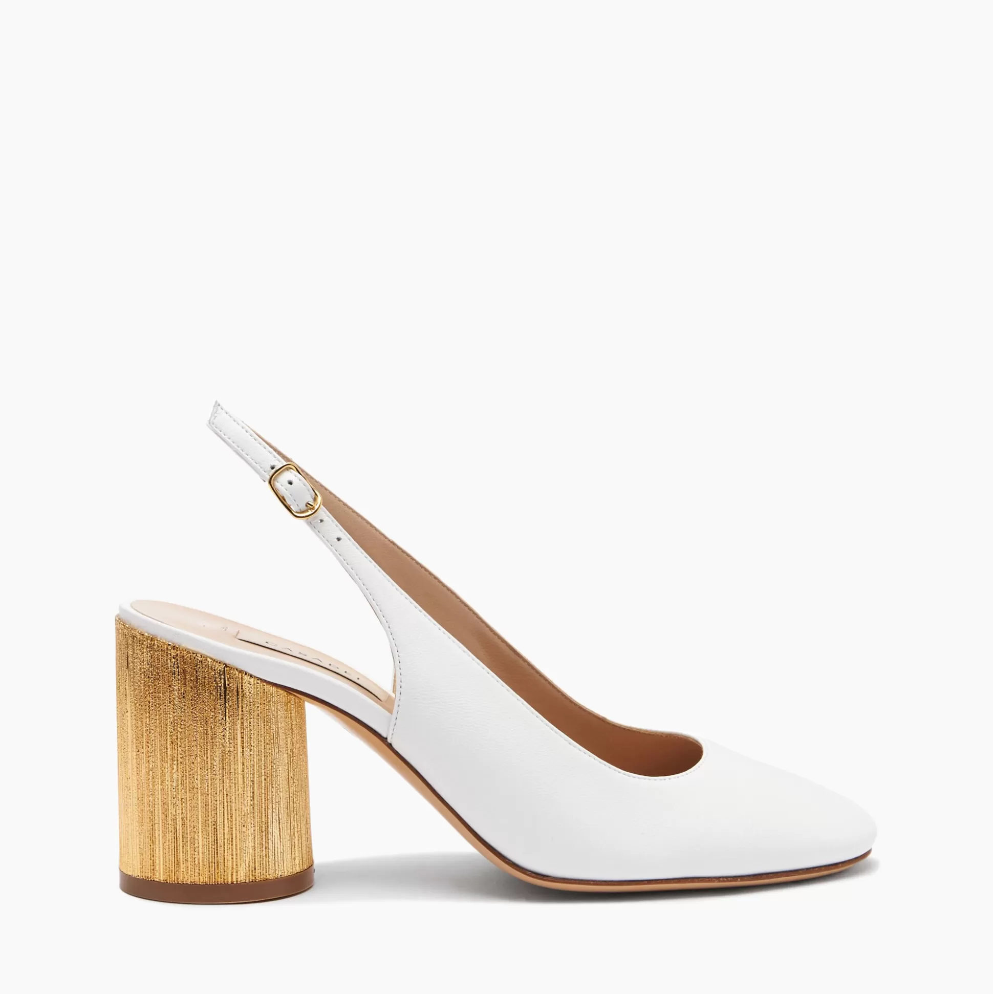 Casadei Emily Cleo Leather And Gold Slingbacks White Sale