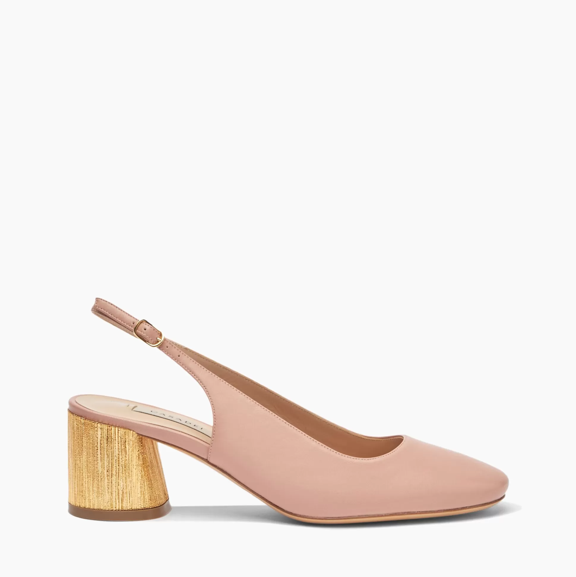 Casadei Emily Cleo Leather And Gold Slingbacks Rosé Hot