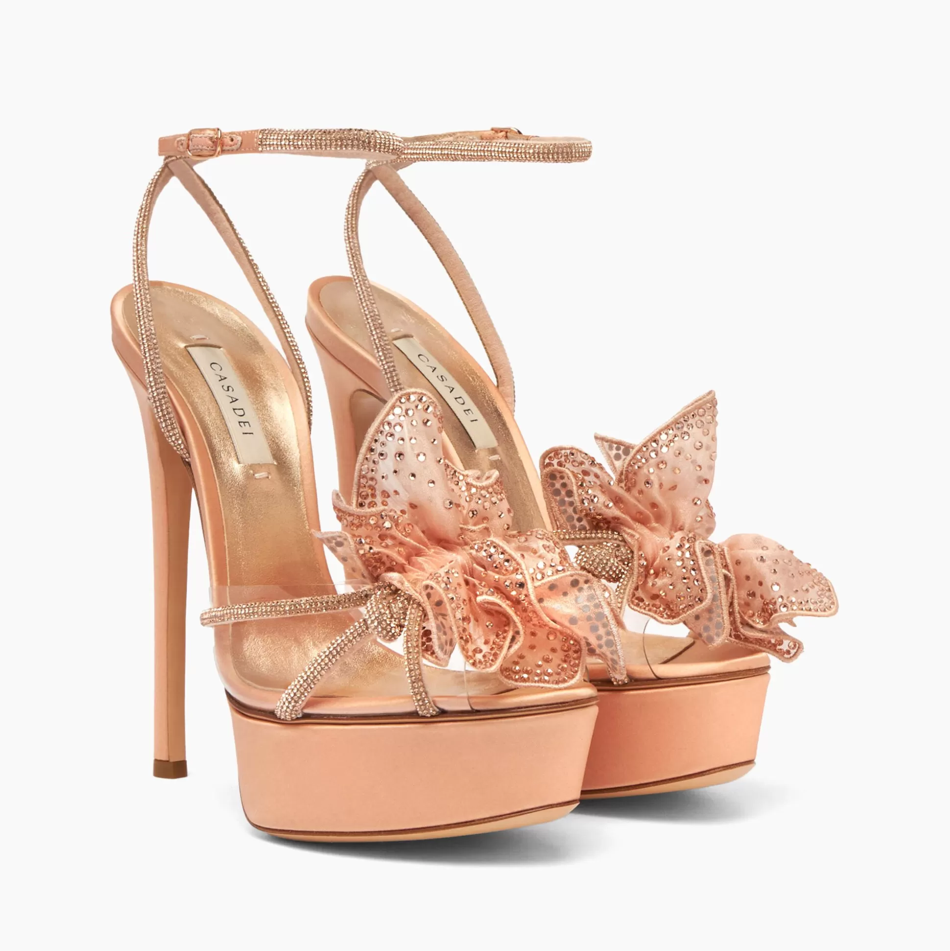 Casadei Flora Orchidea Platform Sandals Light Peach Best Sale