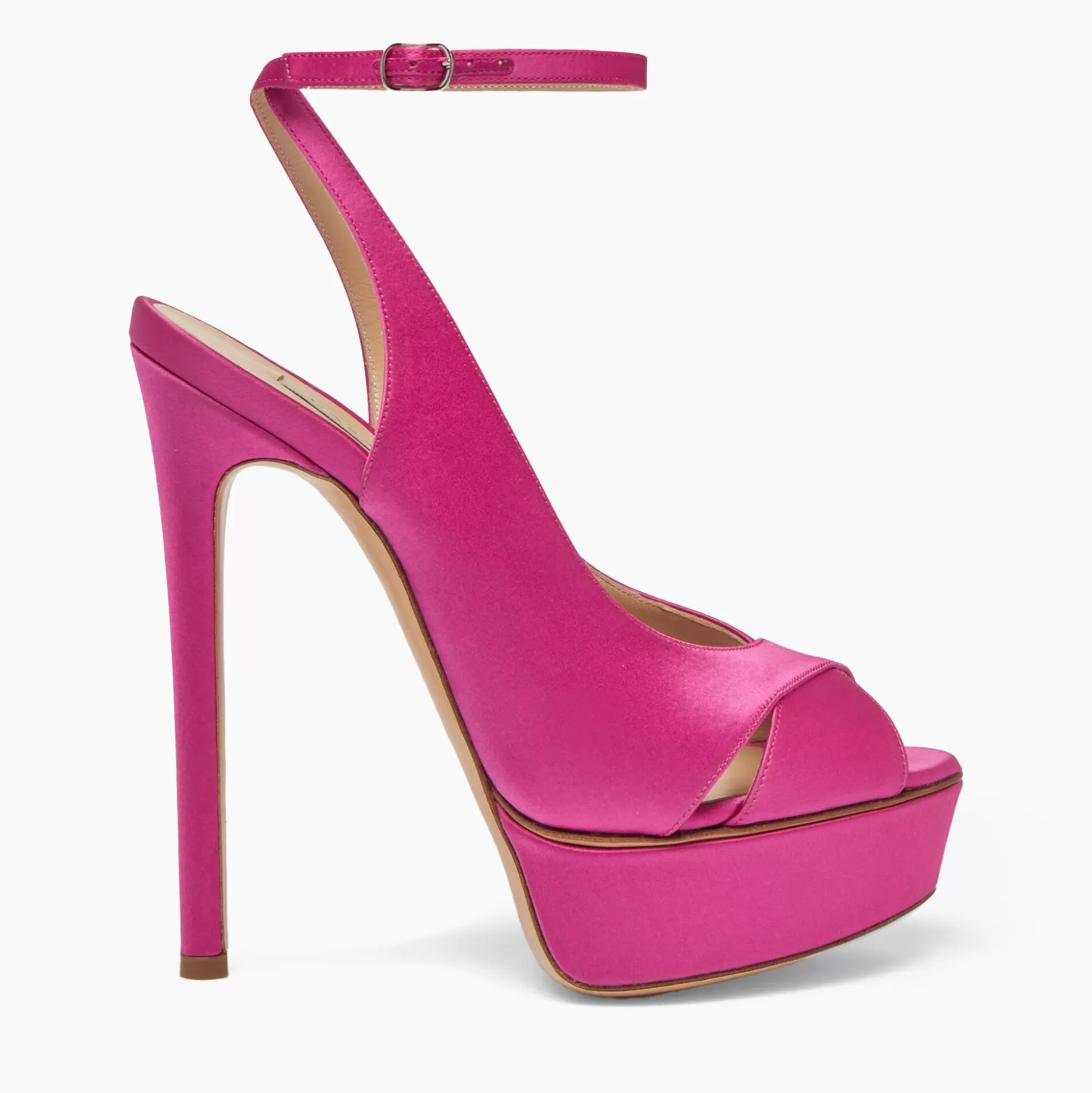 Casadei Flora Satin Platform Sandals Fuchsia Cheap