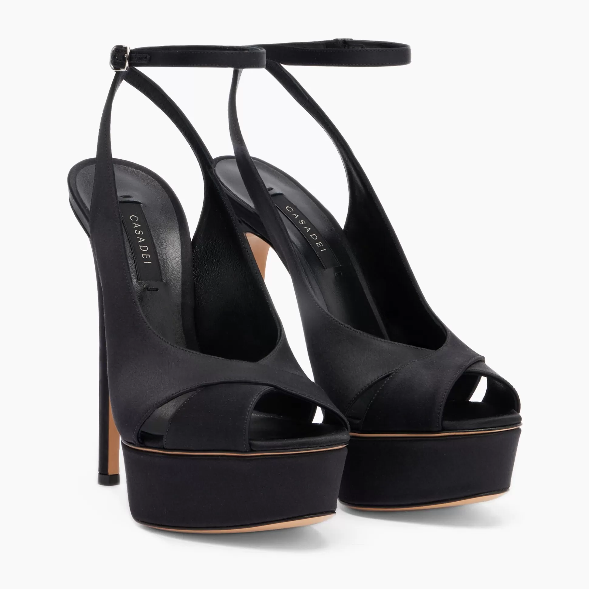 Casadei Flora Satin Platform Sandals Black Best