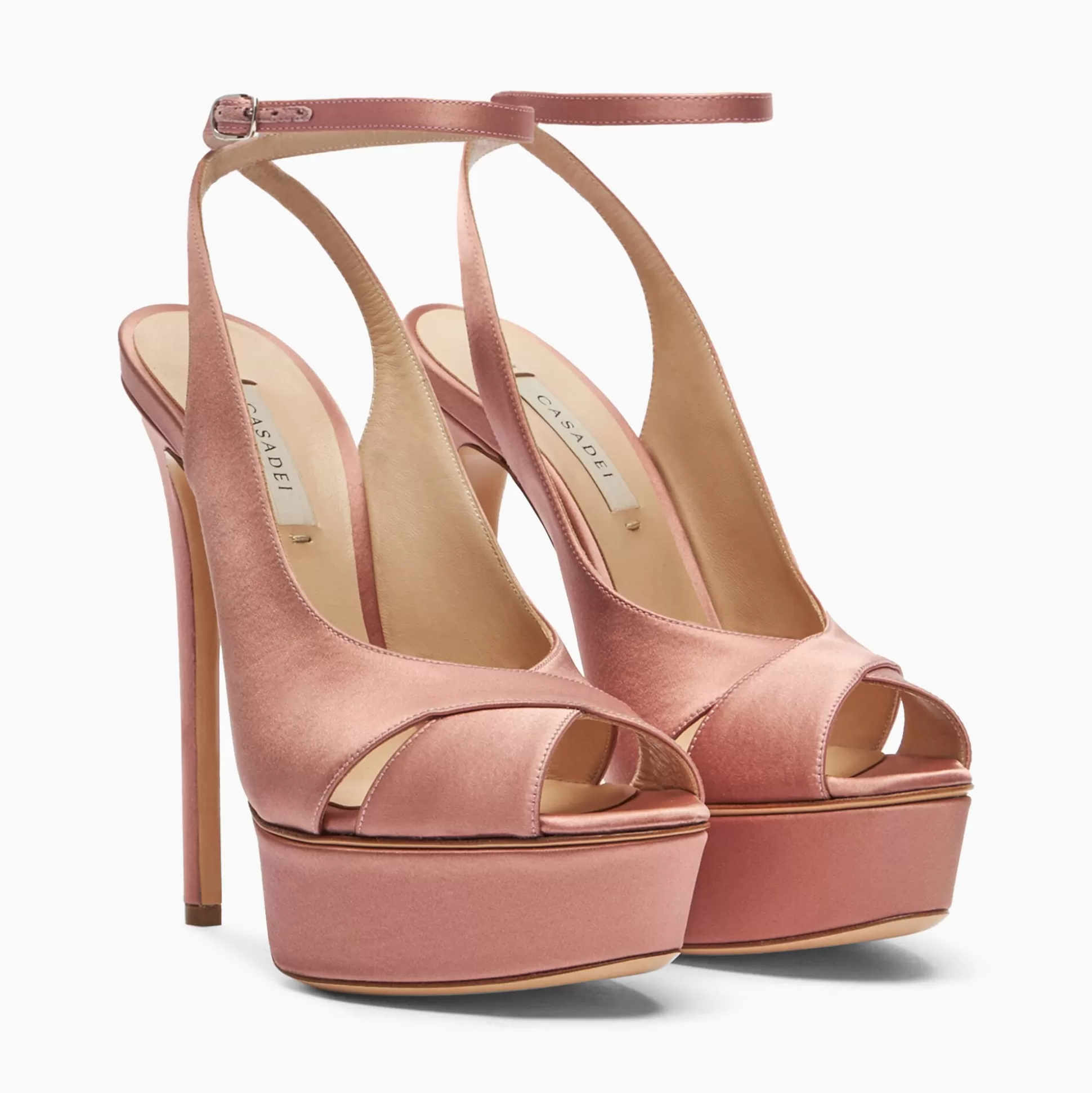 Casadei Flora Satin Platform Sandals Colorado Topaz Hot