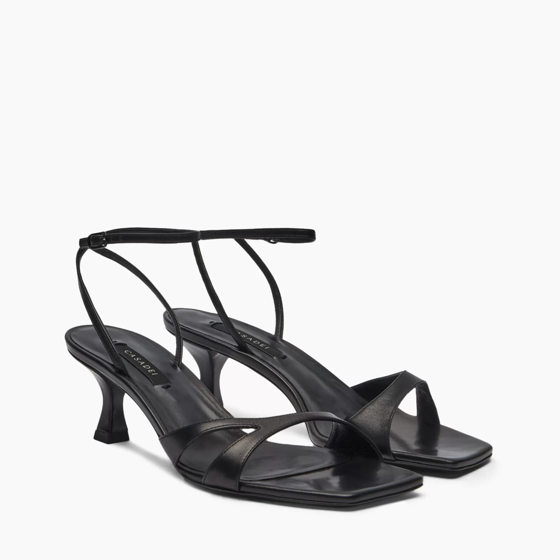 Casadei Geraldine Leather Kitten Sandals Black Flash Sale