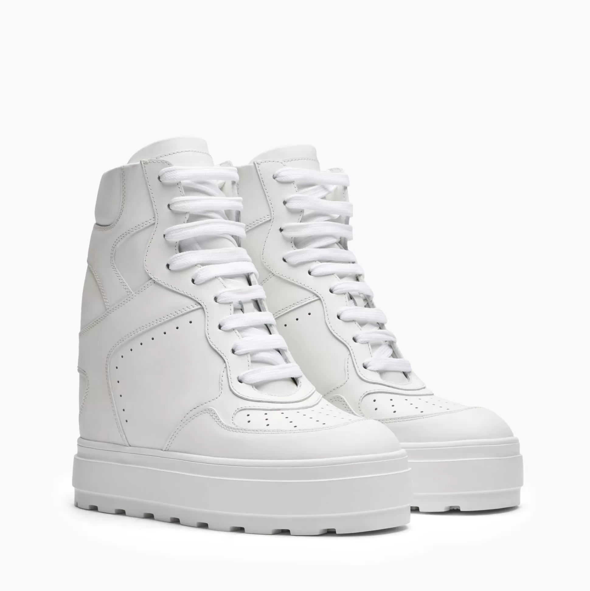 Casadei High Top Leather Sneakers White Cheap