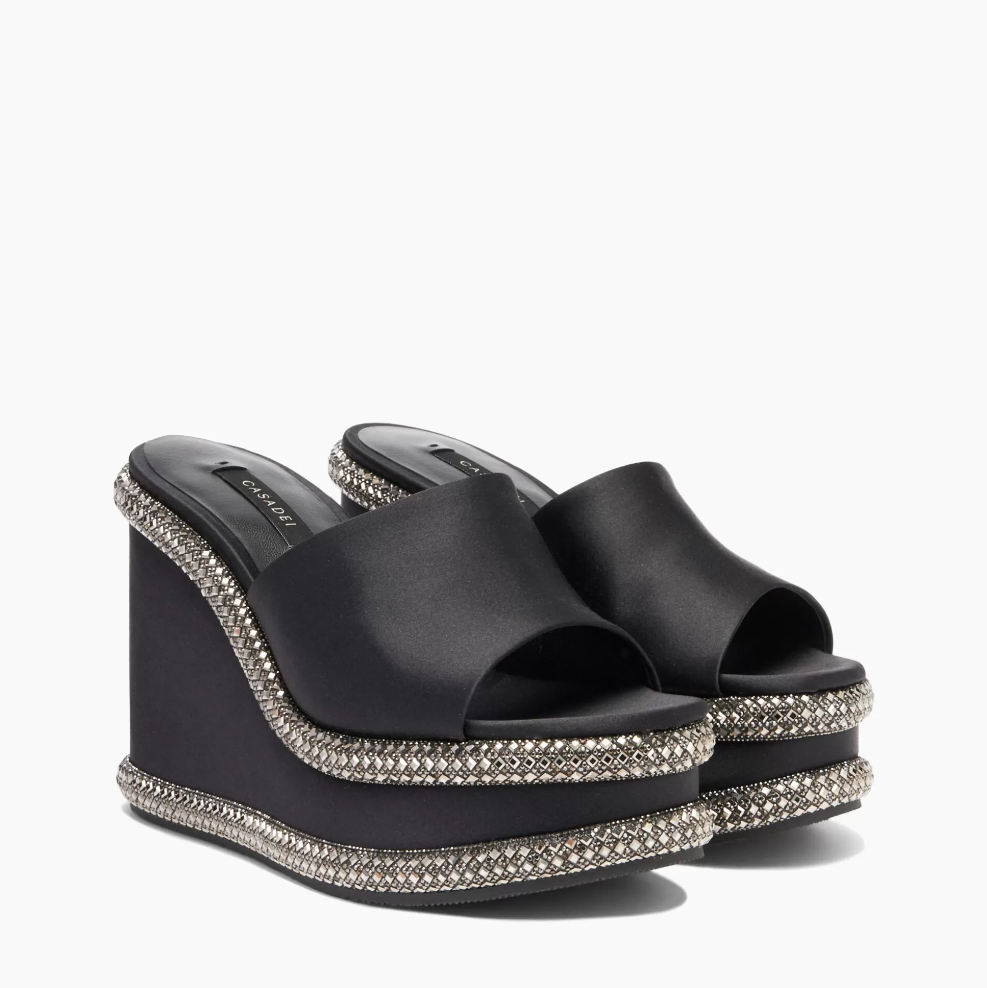 Casadei Jasmine Stratosphere Wedges Jet Hematite and Black Best Sale