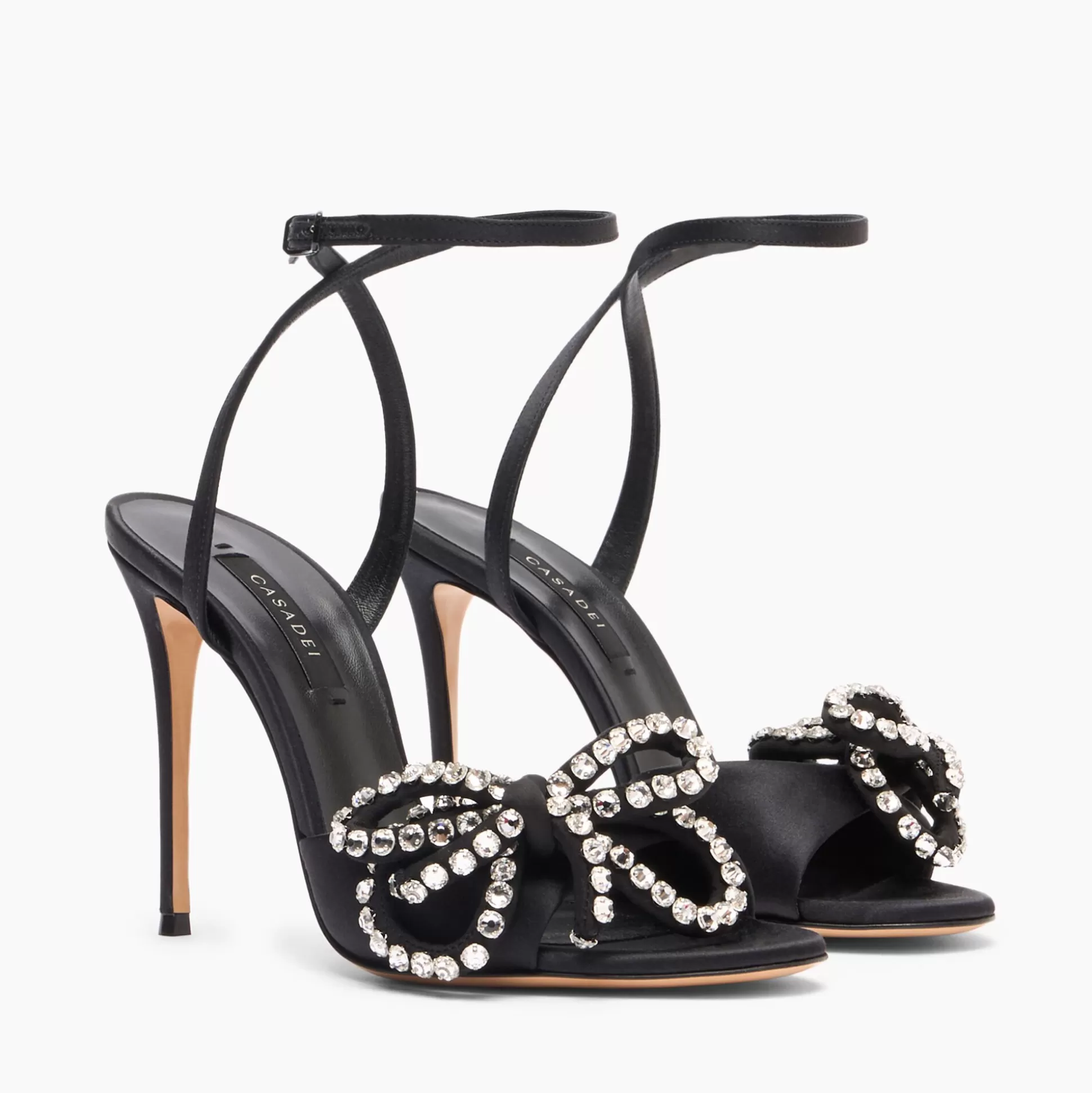 Casadei Judith Satin Sandals Black Discount