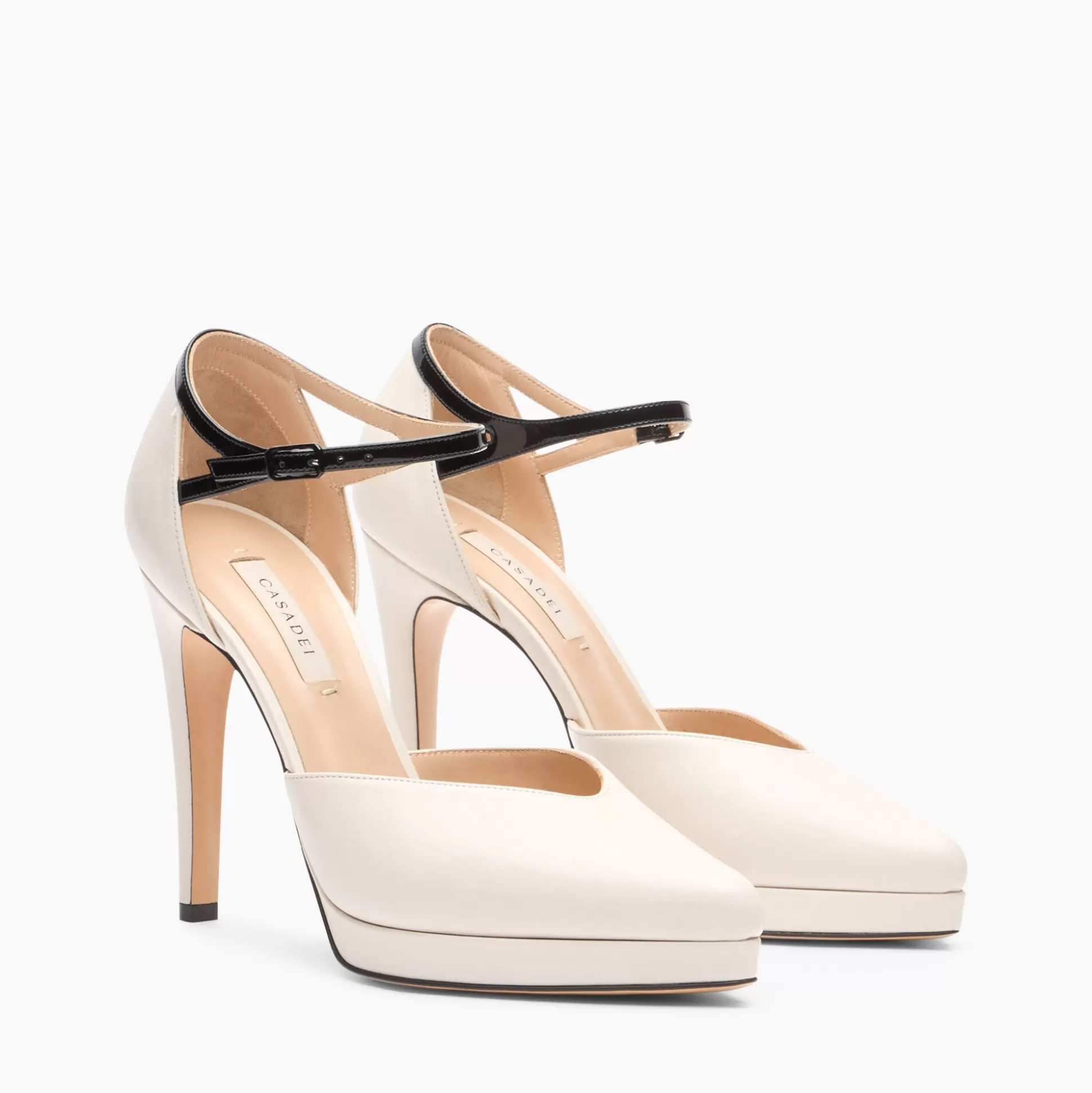 Casadei Michelle Platform Pumps Ecru and Black Outlet