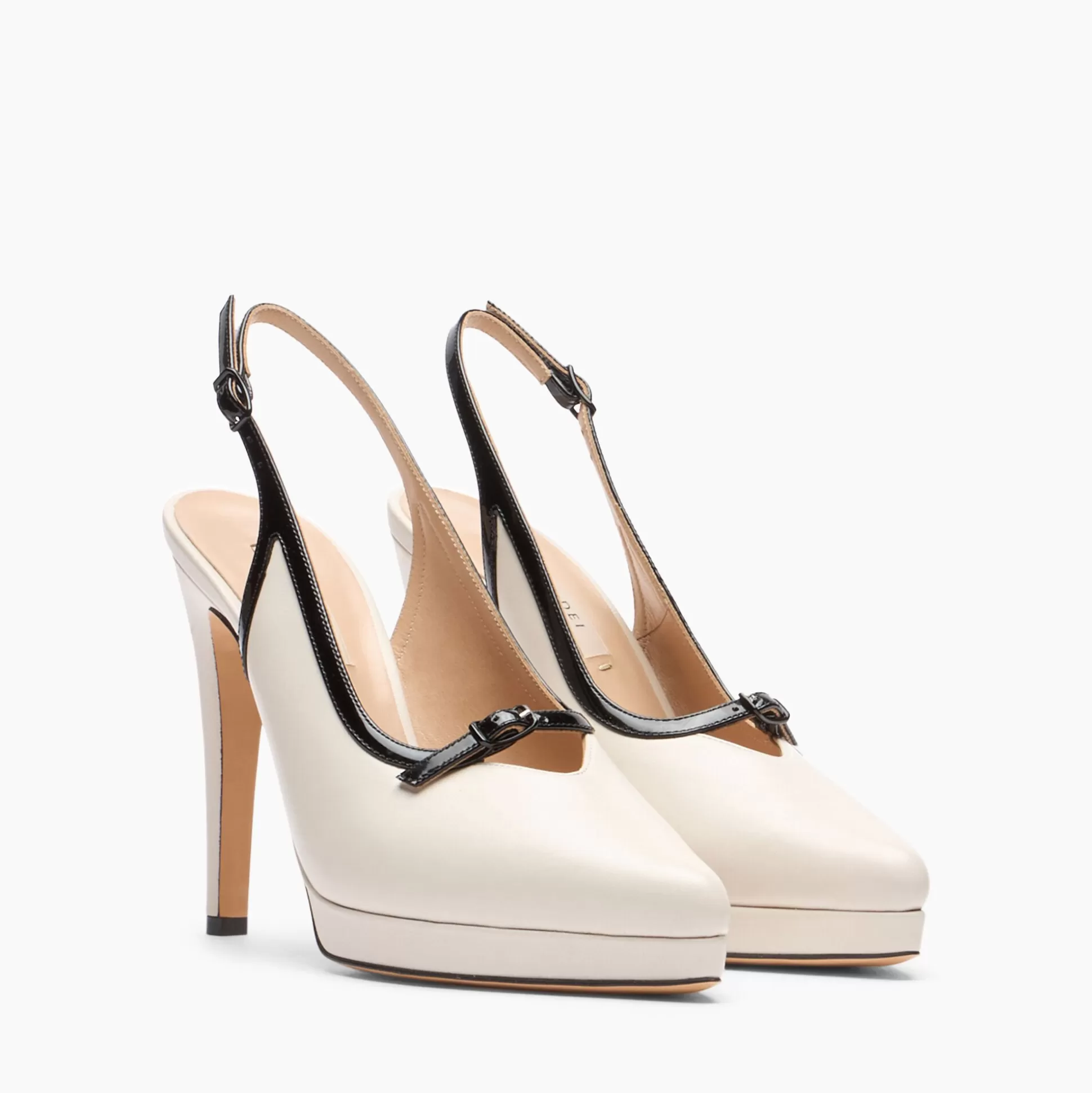 Casadei Michelle Platform Slingback Ecru and Black Best Sale