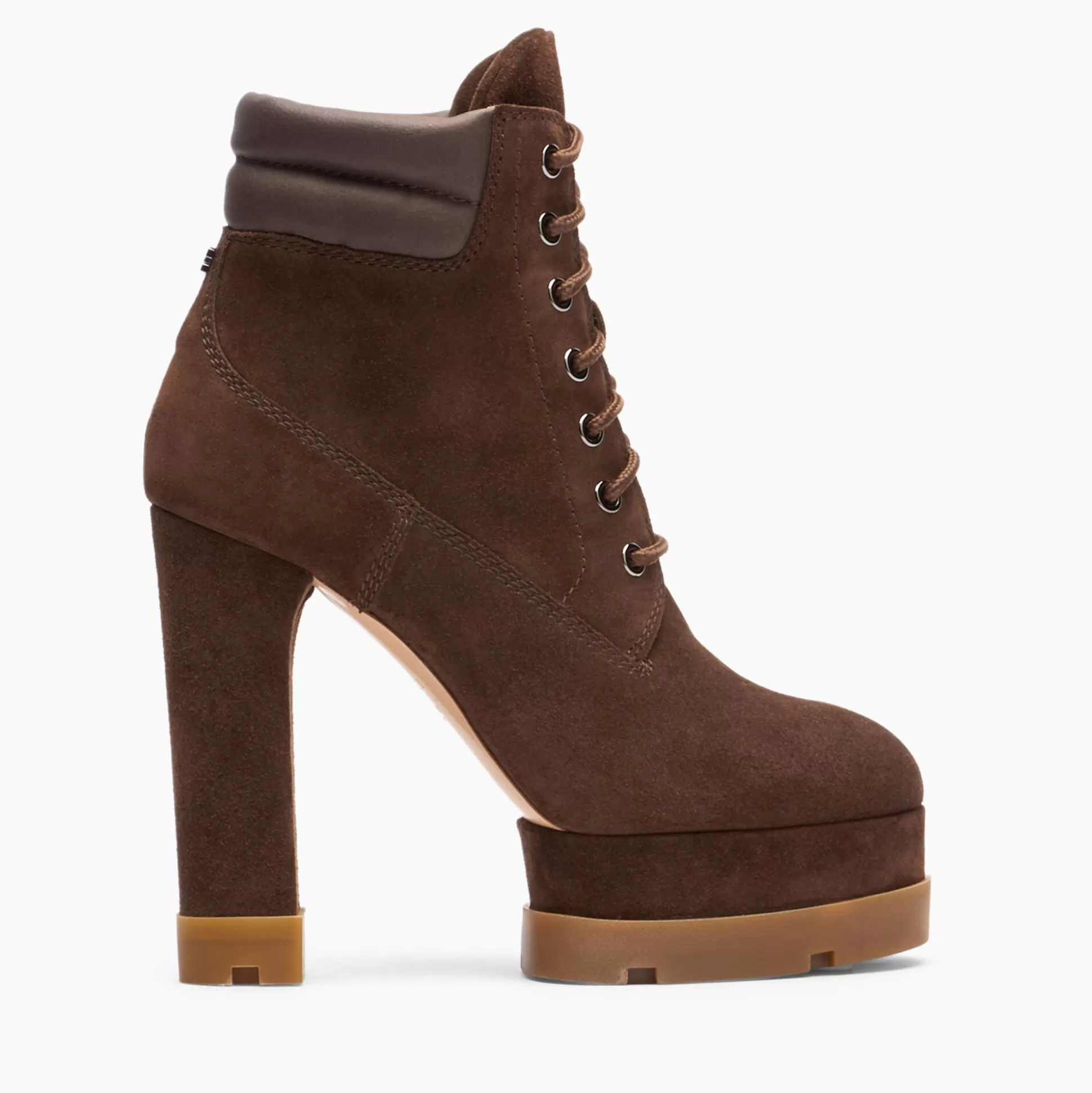 Casadei Nancy Laced Suede Ankle Boots Cacao Store