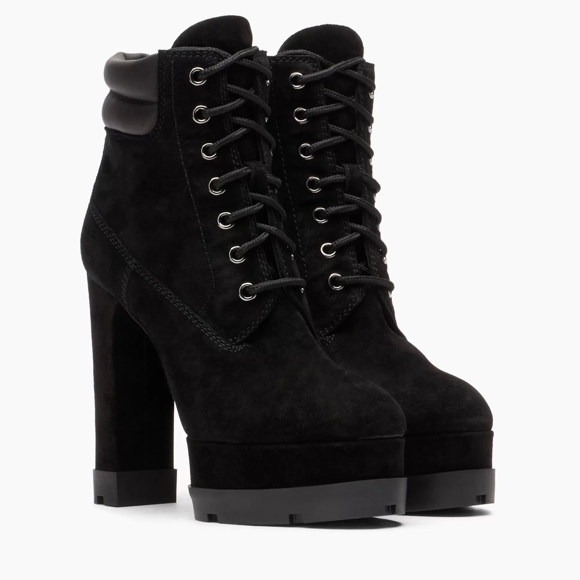 Casadei Nancy Laced Suede Ankle Boots Black Cheap