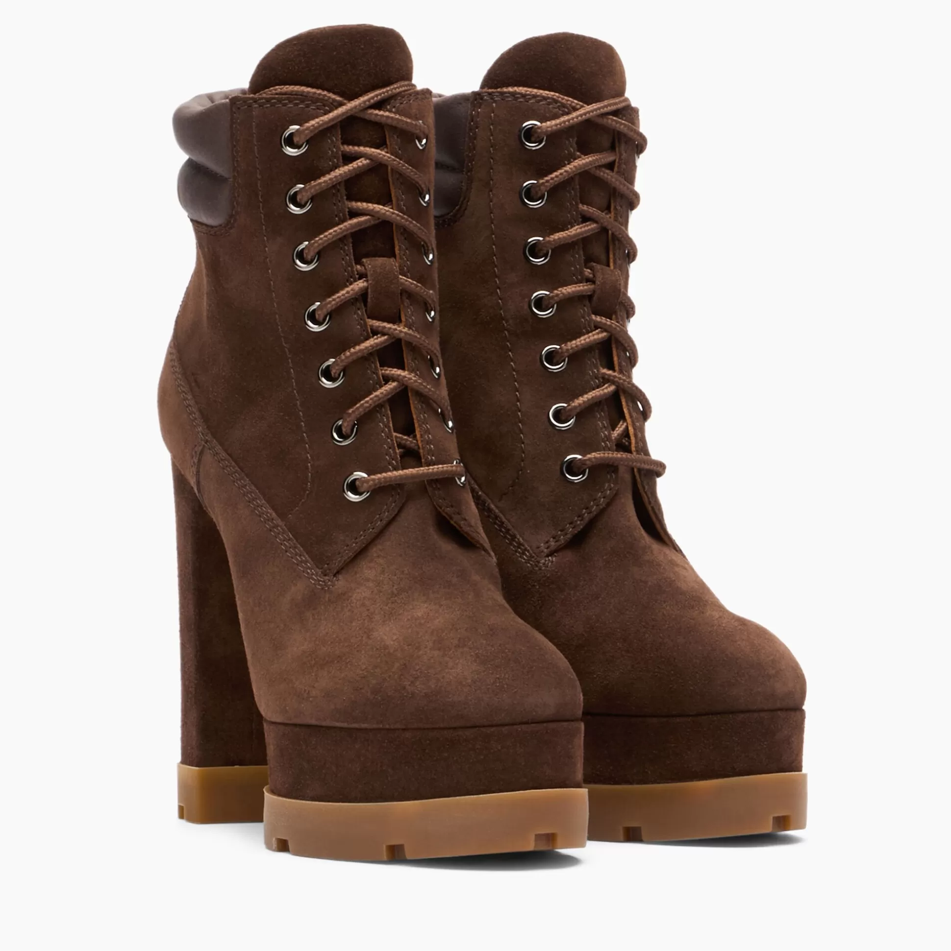 Casadei Nancy Laced Suede Ankle Boots Cacao Store