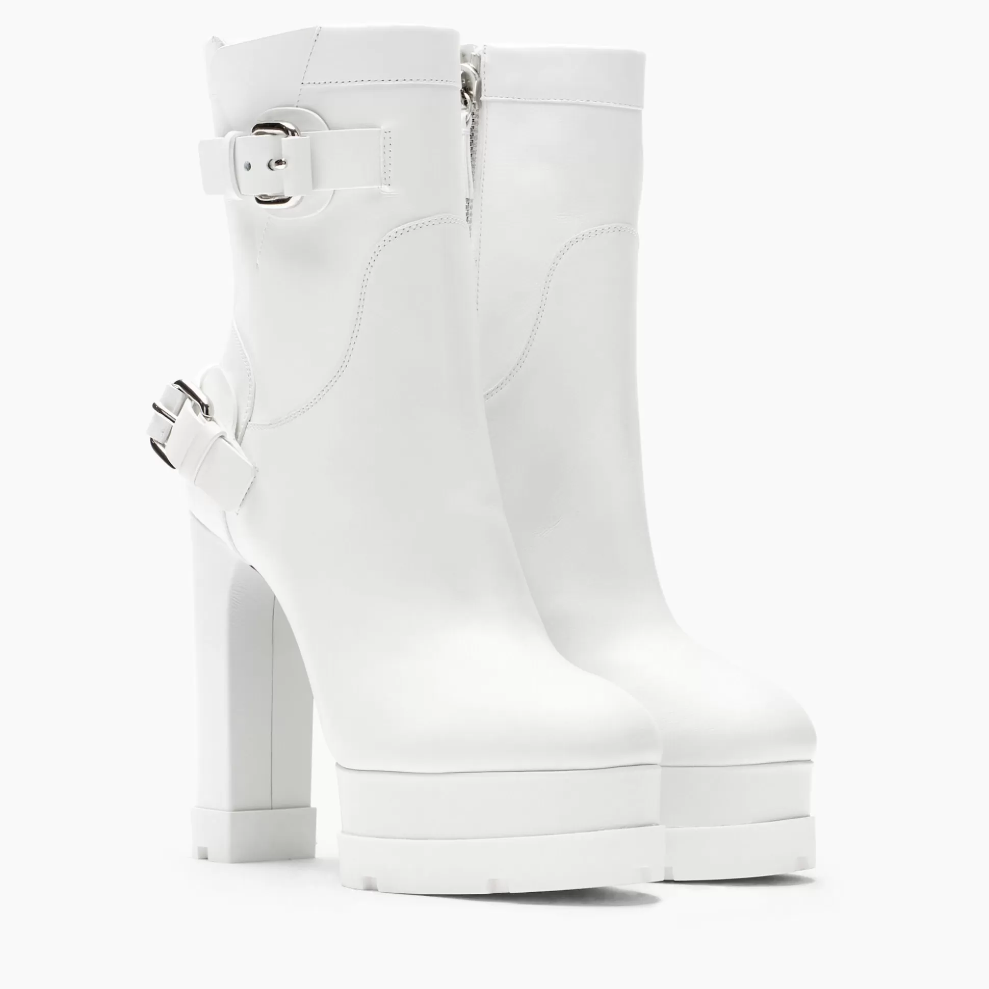 Casadei Nancy Rock Leather Ankle Boots White Shop