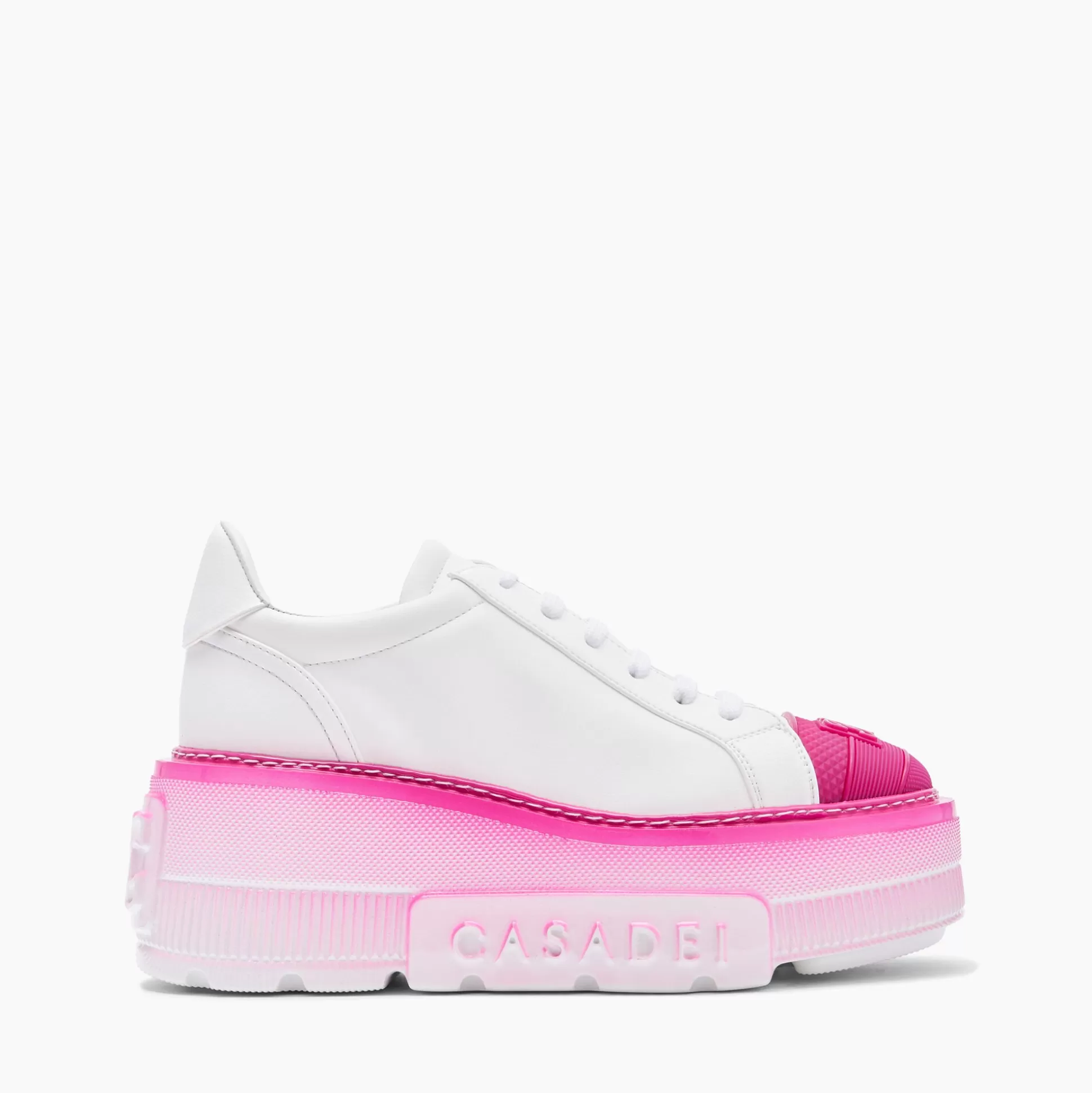 Casadei Nexus Toe Cap Sneakers White and fuchsia Shop