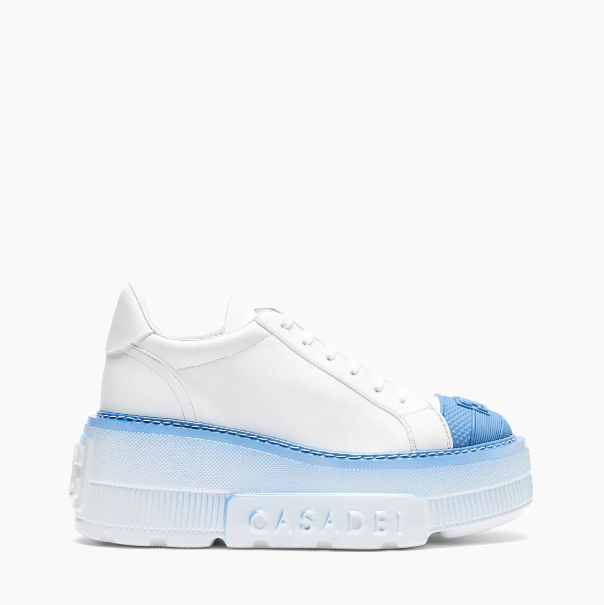 Casadei Nexus Toe Cap Sneakers White and Bohemian Blue Discount