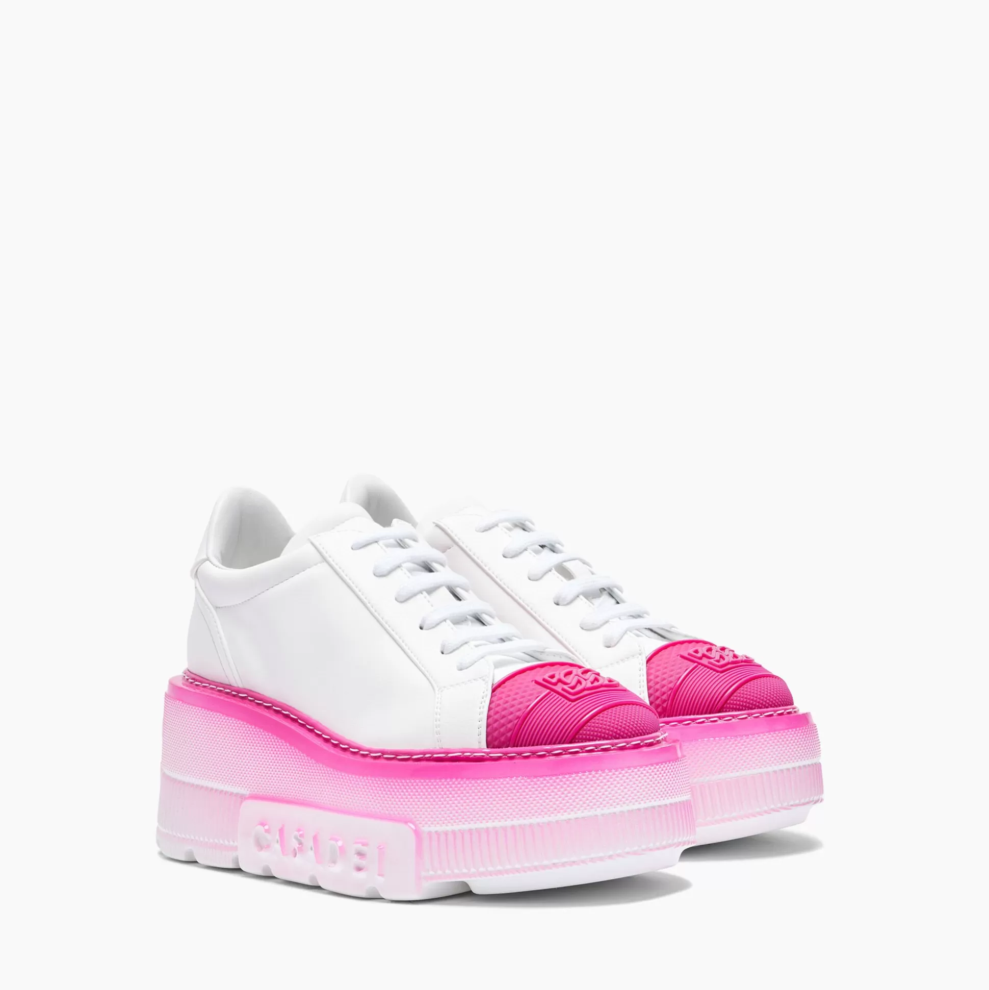 Casadei Nexus Toe Cap Sneakers White and fuchsia Shop