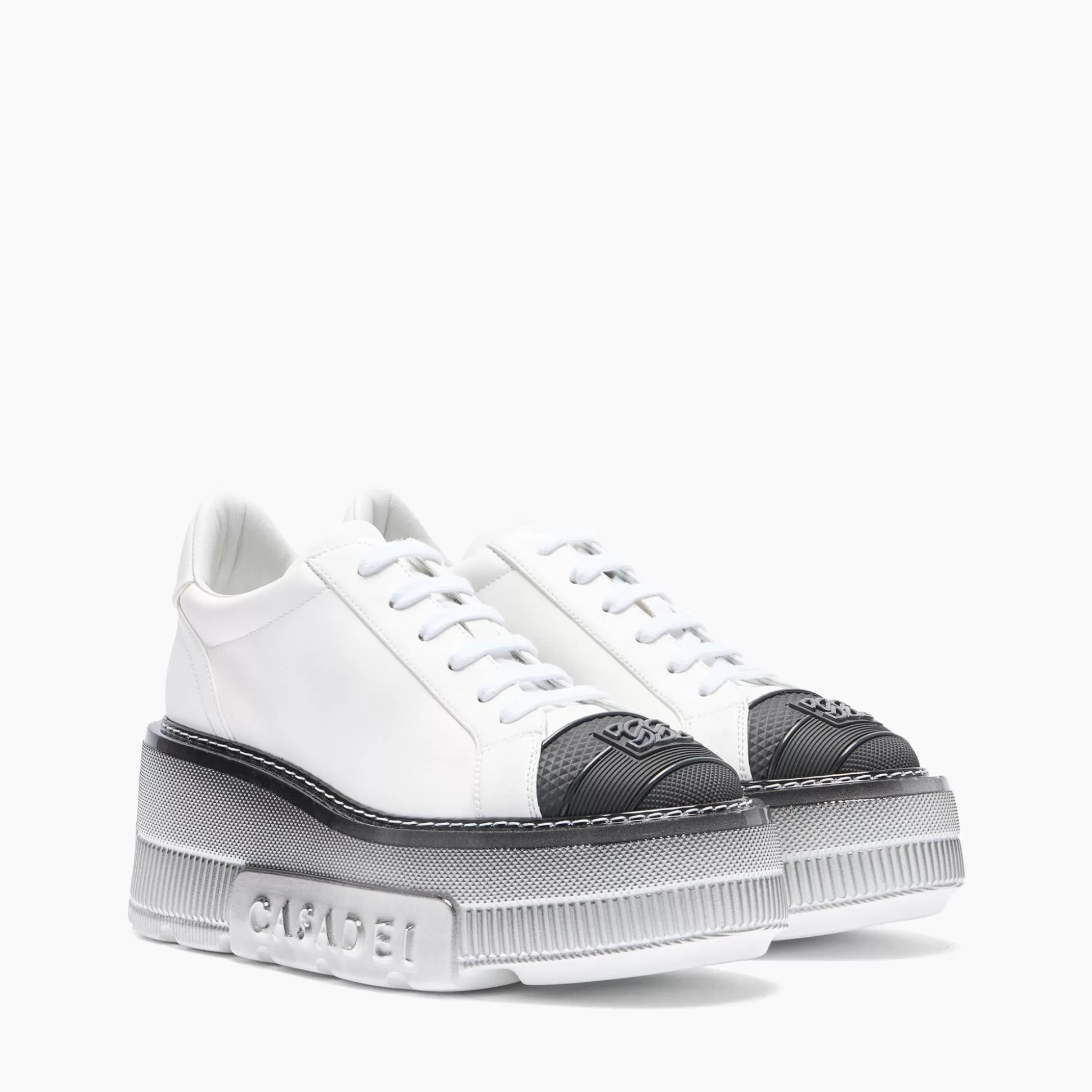 Casadei Nexus Toe Cap Sneakers White and Black Outlet