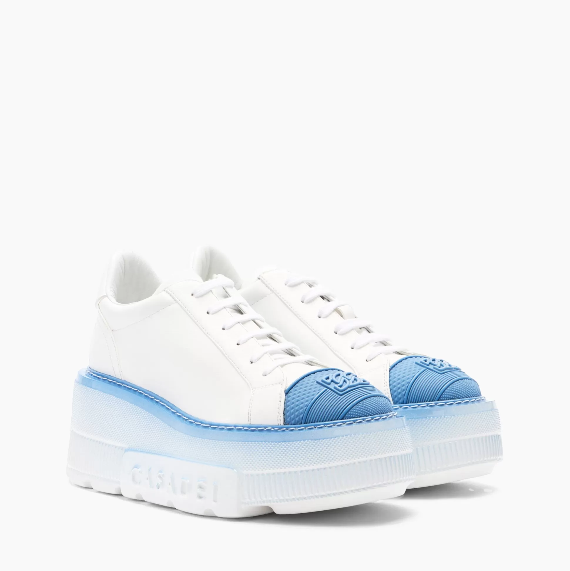 Casadei Nexus Toe Cap Sneakers White and Bohemian Blue Discount