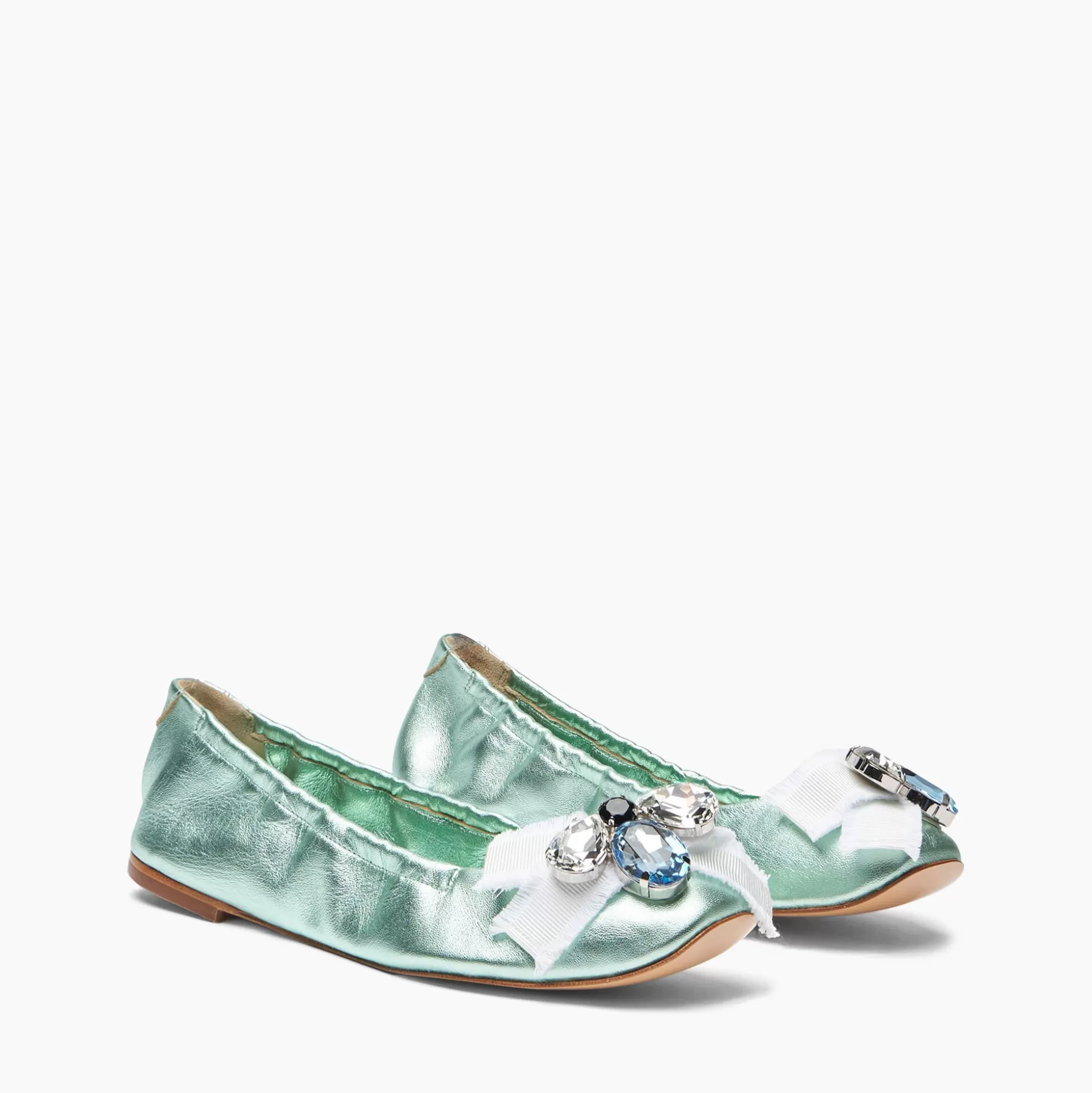 Casadei Queen Bee Ballet Ballerinas Green Light Flash Sale