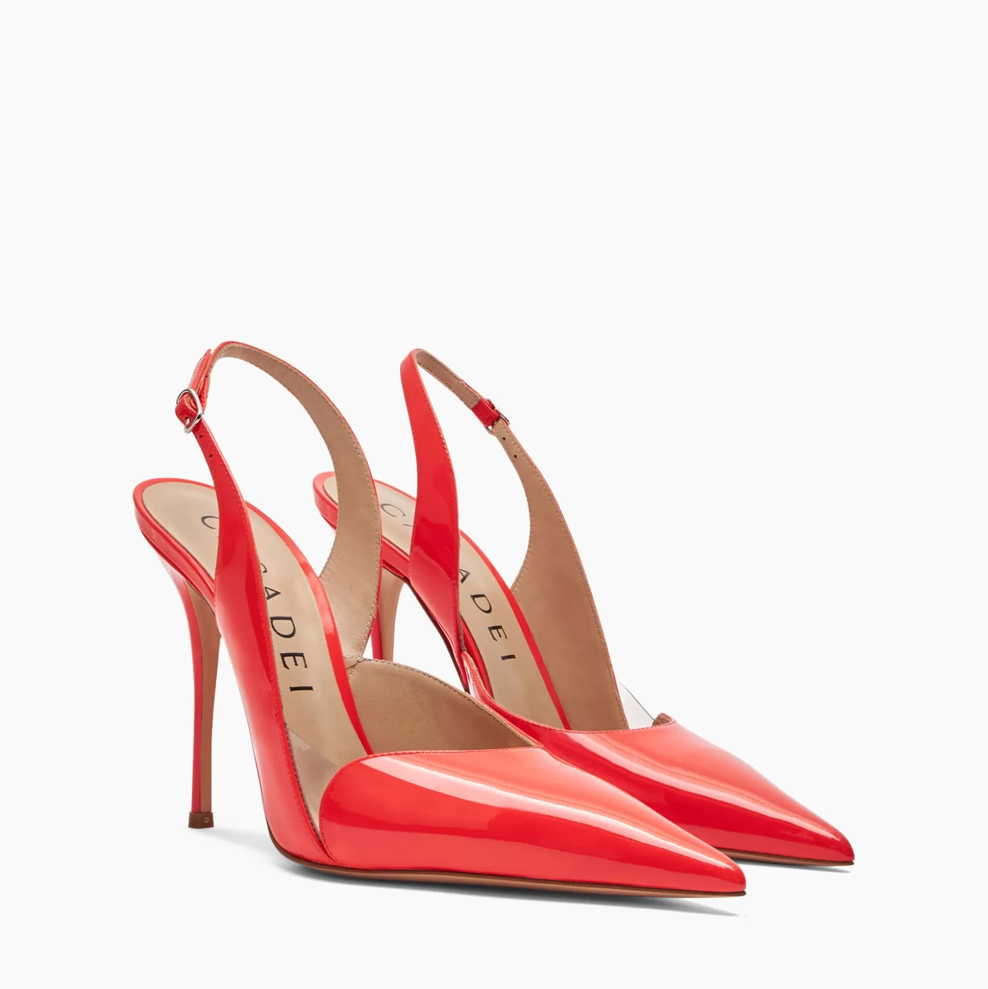 Casadei Scarlet Patent Leather, PVC Slingbacks Coralflame Shop