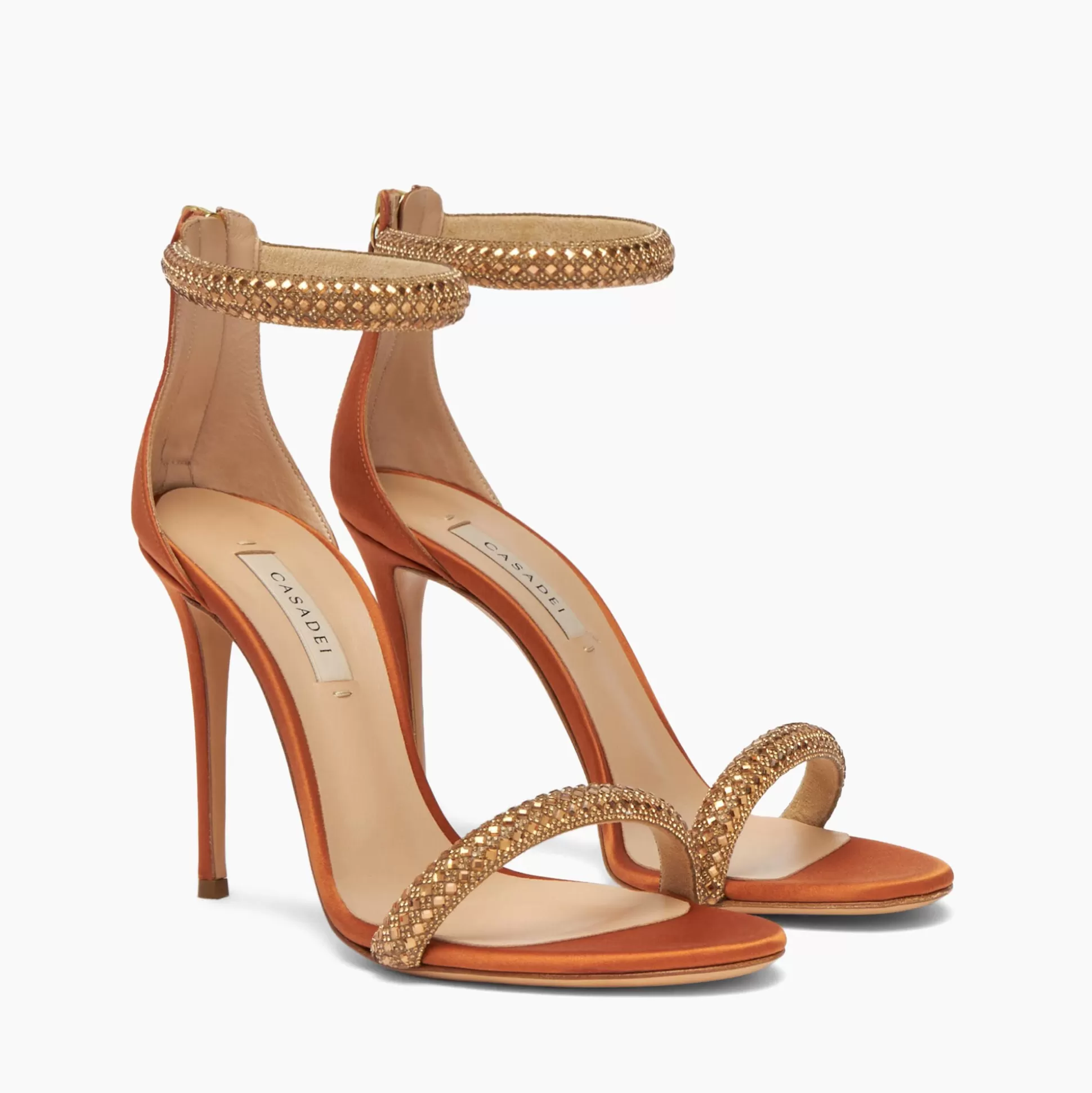 Casadei Scarlet Stratosphere Satin Sandals Honey and Topazio Best