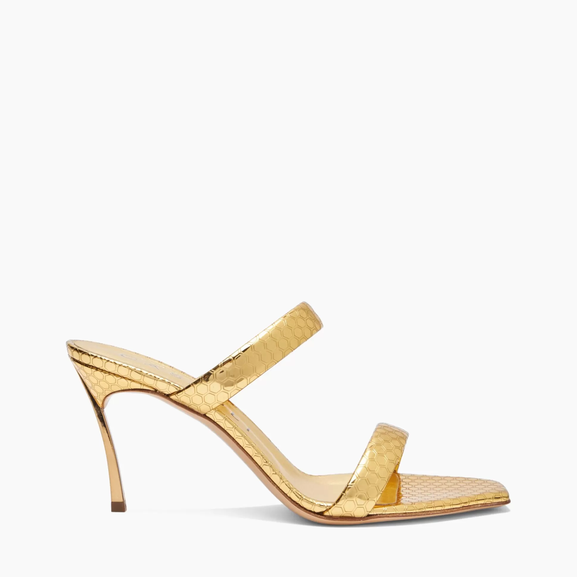 Casadei Superblade Atomium Mules Gold Outlet