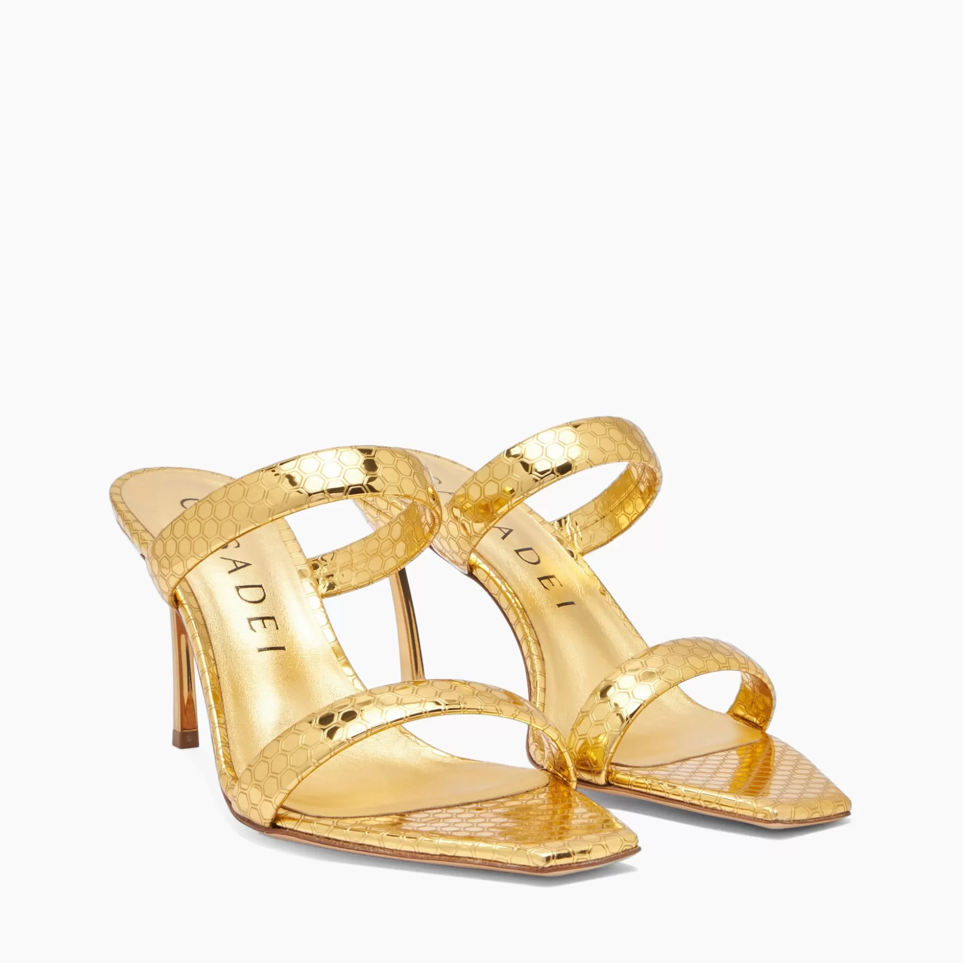 Casadei Superblade Atomium Mules Gold Outlet