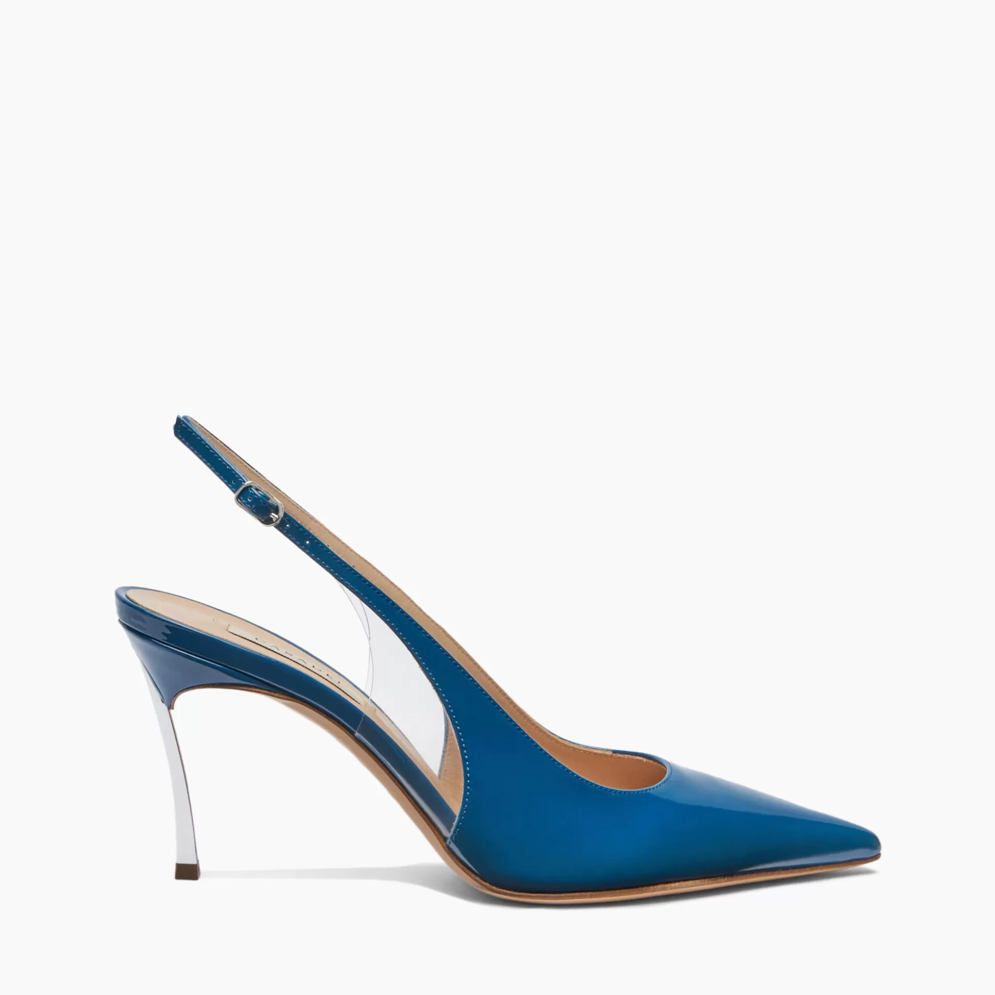 Casadei Superblade Patent Leather Slingbacks Bohemenian Blue Outlet