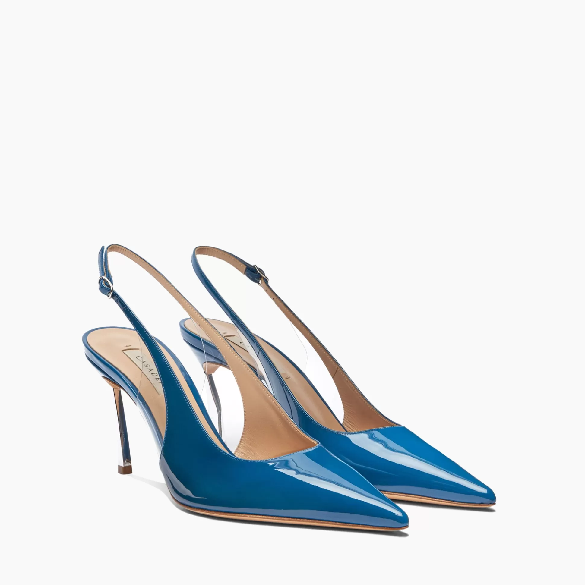 Casadei Superblade Patent Leather Slingbacks Bohemenian Blue Outlet