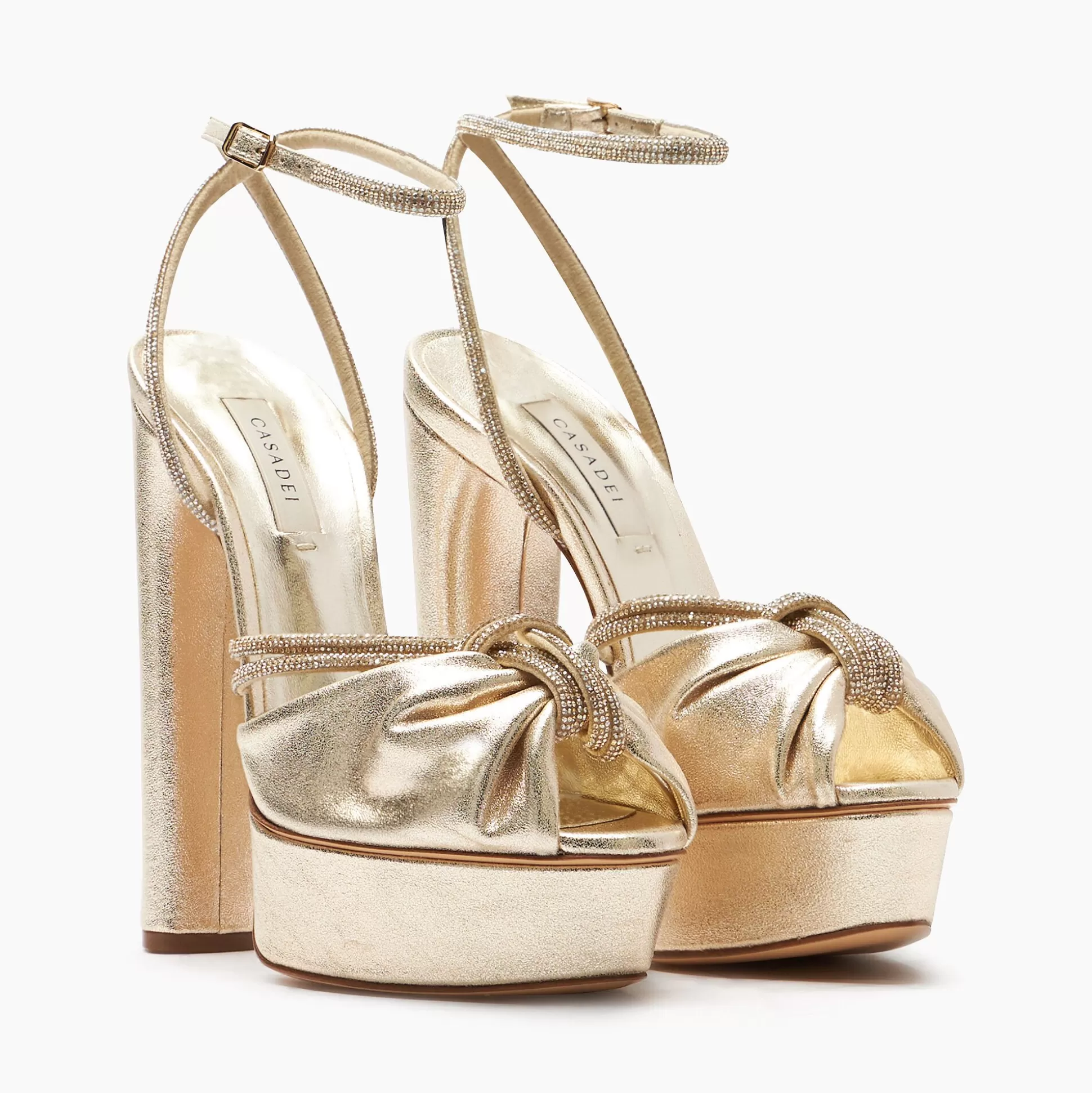 Casadei Taylor Flora Wonder Platform Sandals Platinum Outlet