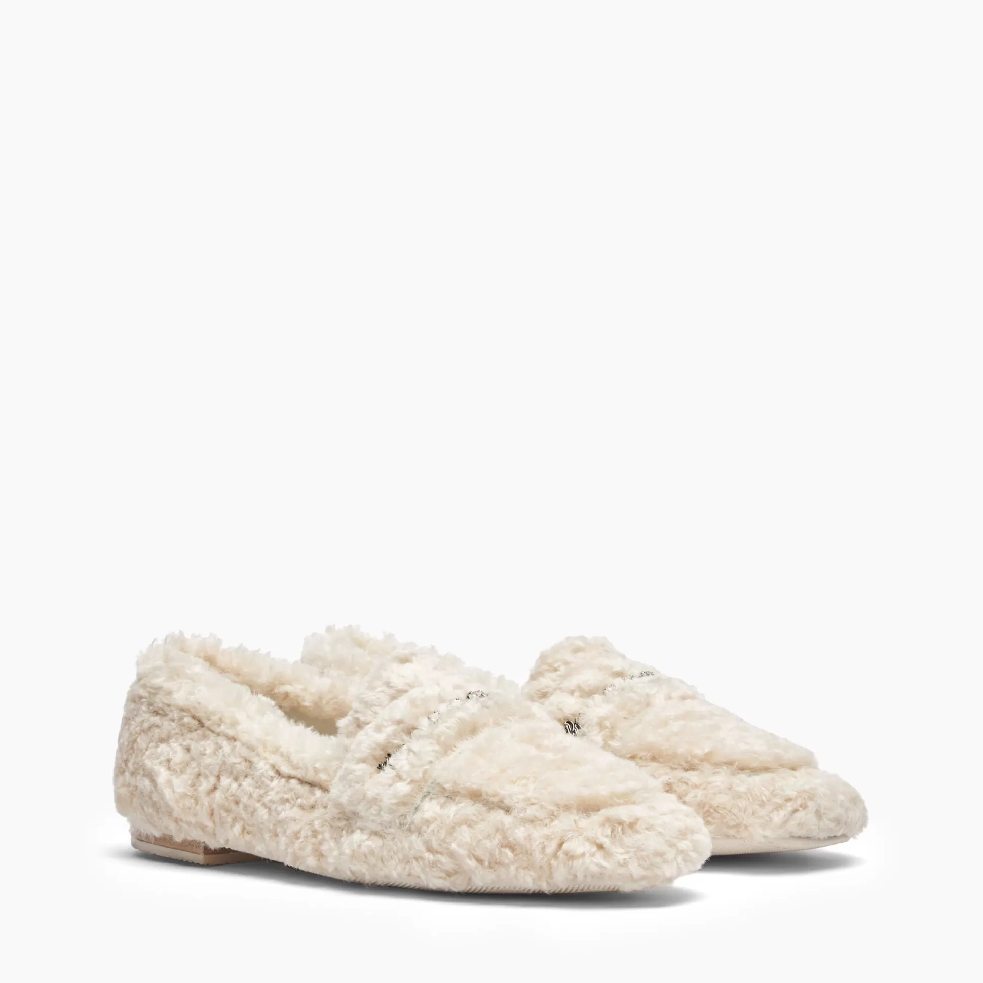 Casadei Valsenales Faux Fur Loafers White Shop